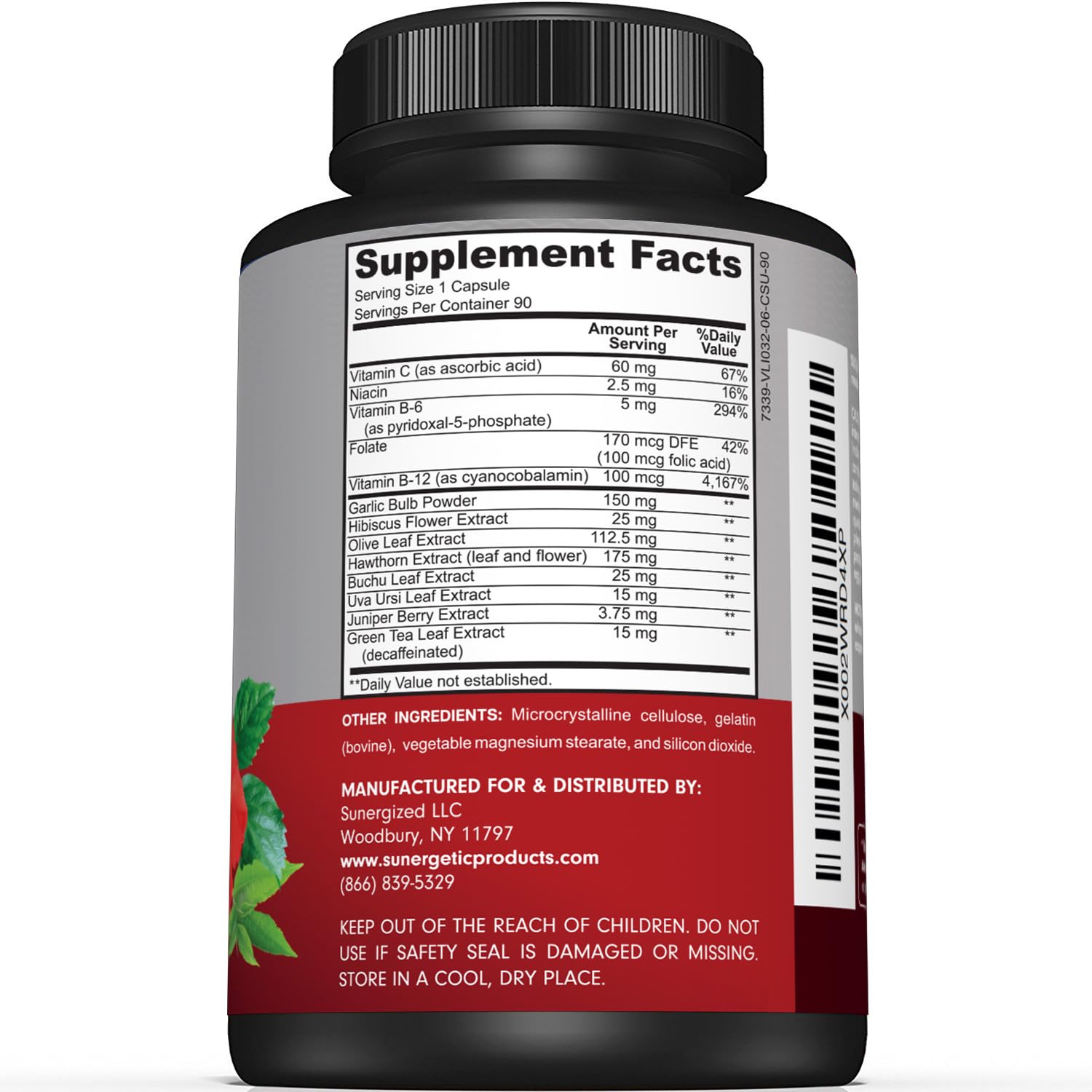 Premium Blood Pressure Support Supplement For Cardiovascular & Heart Health with Garlic Sunergetic