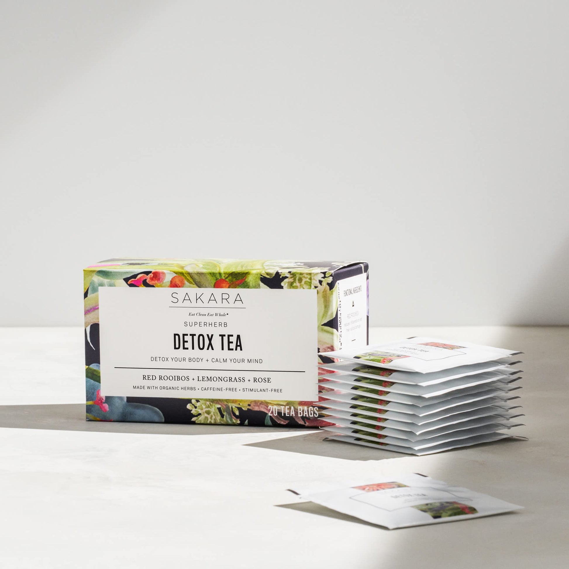 Sakara Detox Tea - Herbal Tea with Rose Petals, Lemon Peel, Lemongrass, & Rooibos SAKARA