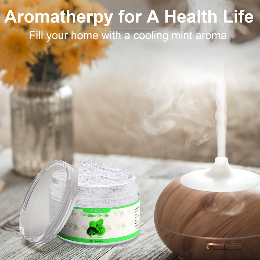 Viktairy Menthol Crystals 2 oz, 100% Pure Organic Mint Crystals | Great for Making Shower Steamers