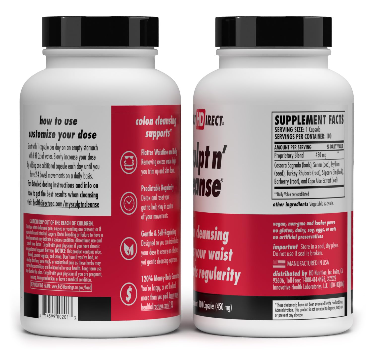 HEALTH DIRECT Sculpt n' Cleanse - Herbal Colon Cleanse for Digestive Health & Regularity HEALTH DIRECT