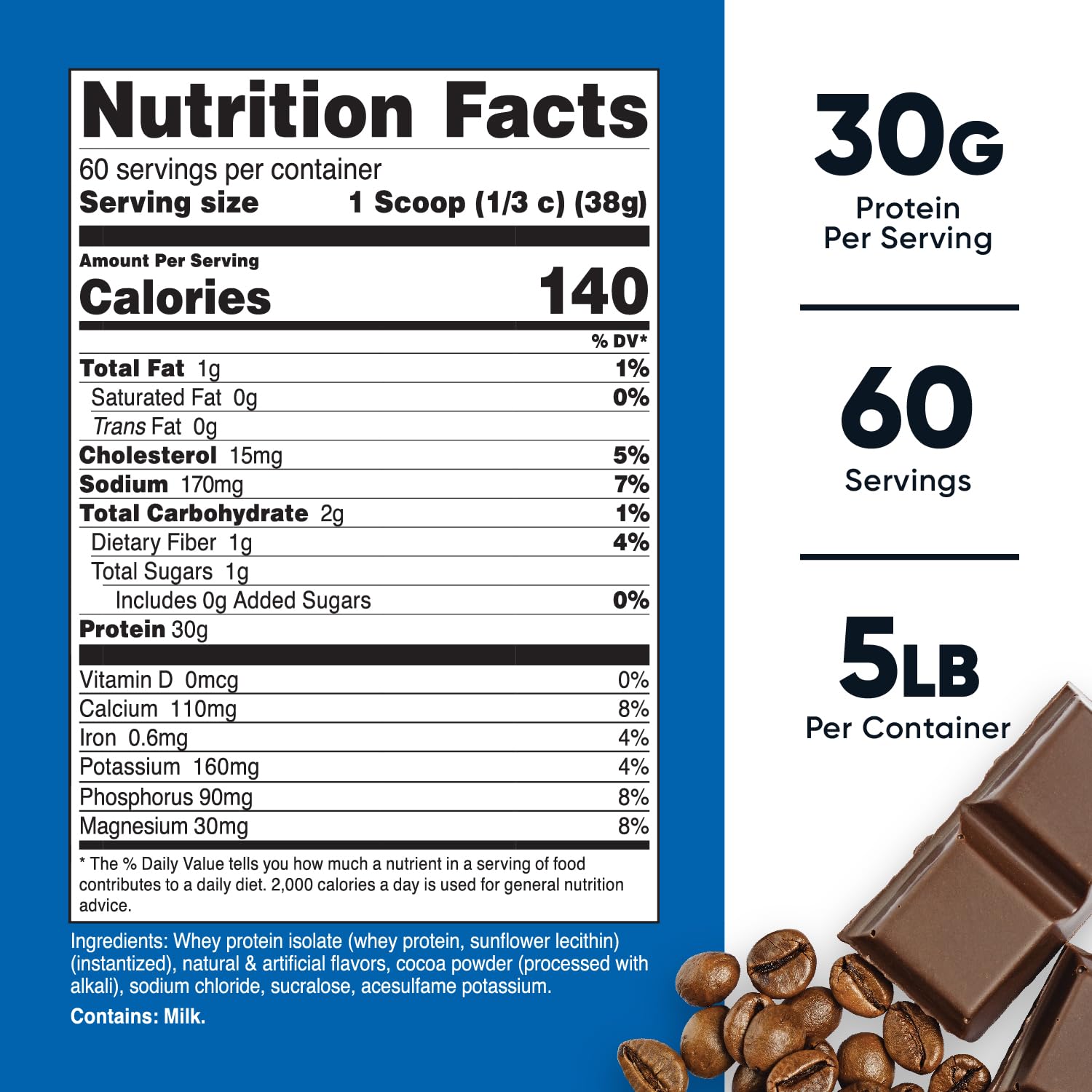 Nutricost Whey Protein Isolate (Mocha) 5LBS - Gluten Free & Non-GMO Nutricost