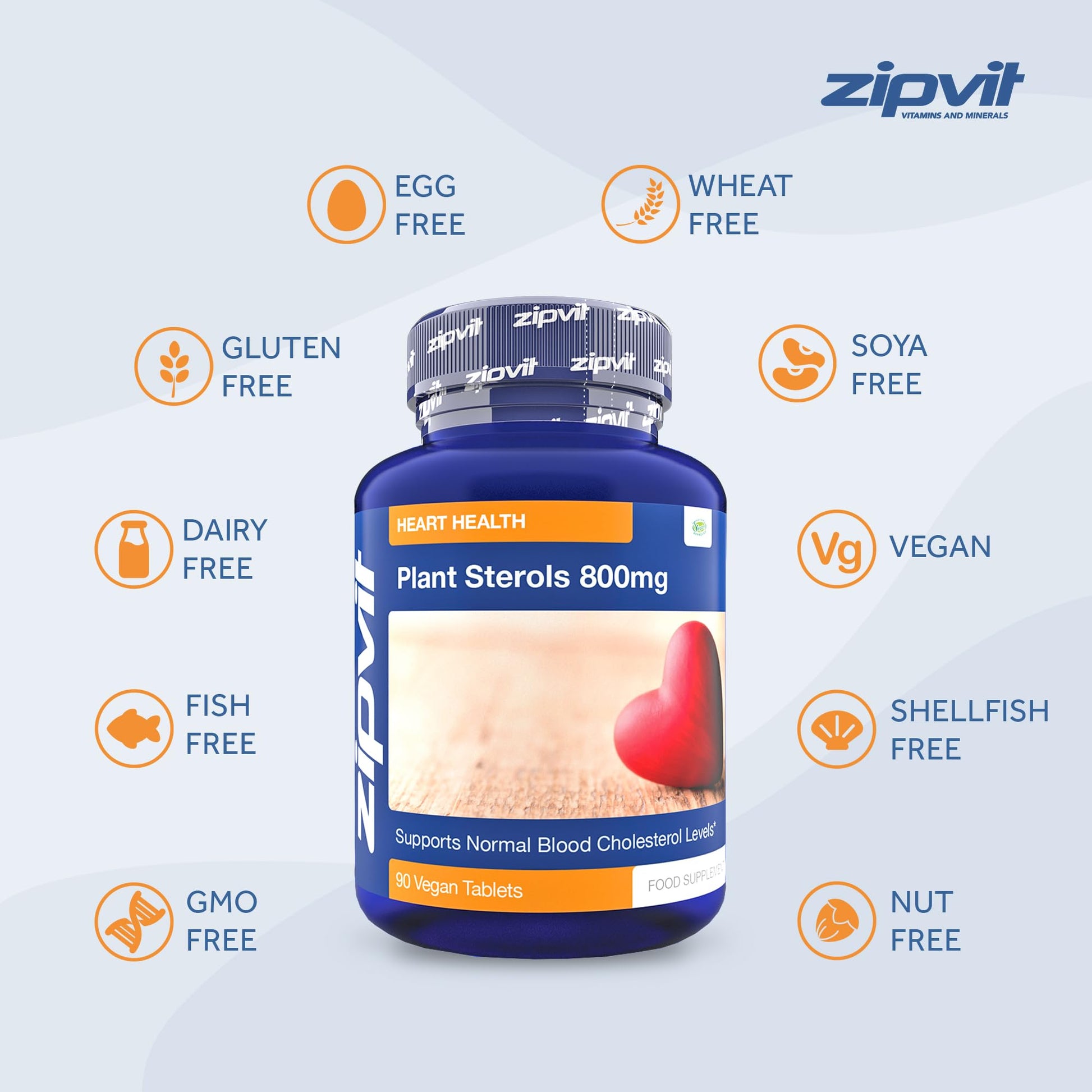 Plant Sterols High Strength 800mg, 90 Vegan Tablets, Supports and Helps Lower Zipvit
