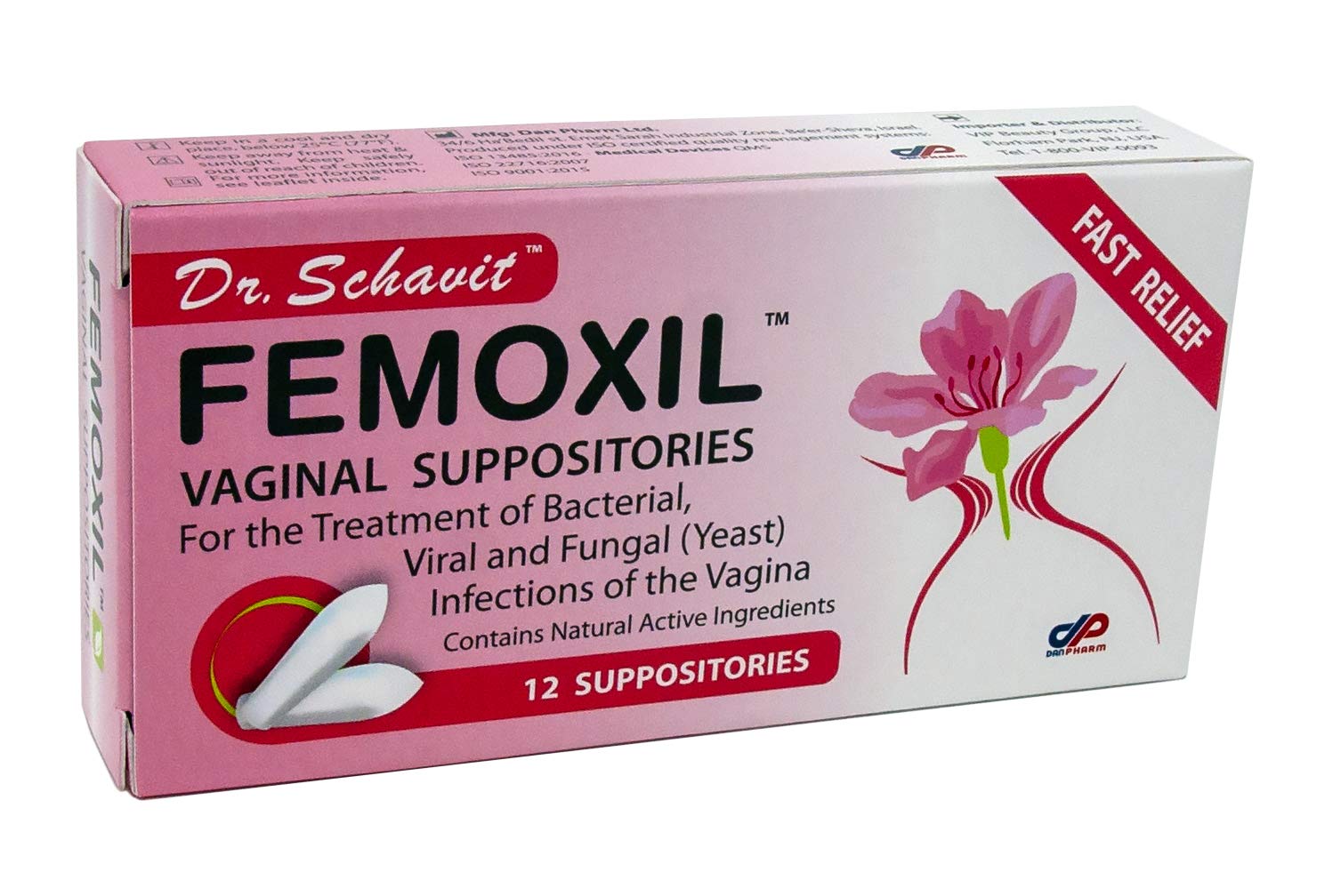 DR. SCHAVIT FEMOXIL Vaginal Suppositories - Natural Plant-Based Formula for The Treatment of Bacterial