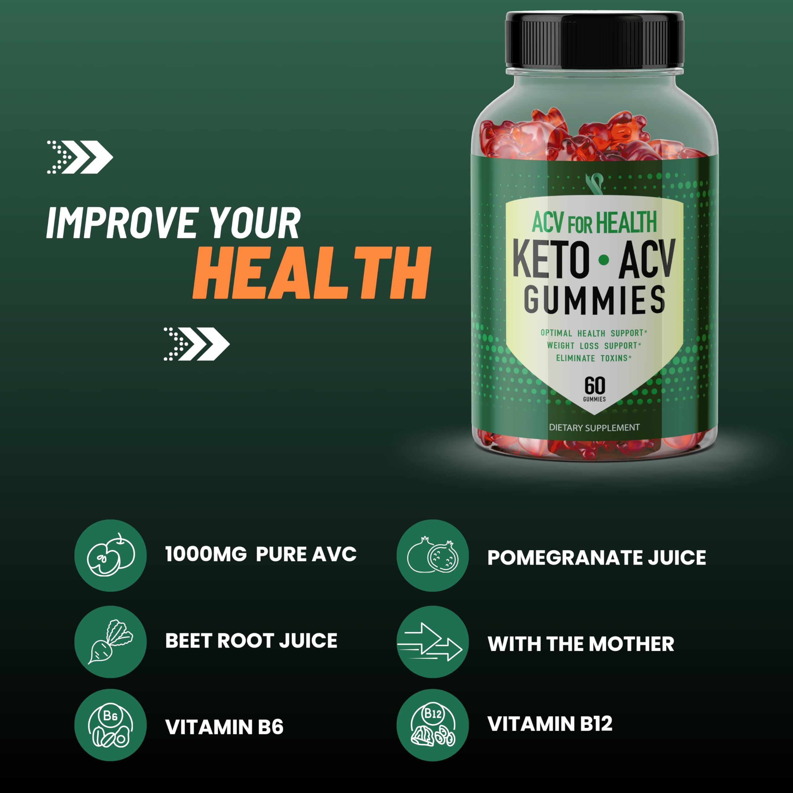 Sunrise Life ACV for Health | Keto Gummies | Weight Loss, Ketosis Support | Pomegranate Sunrise Life
