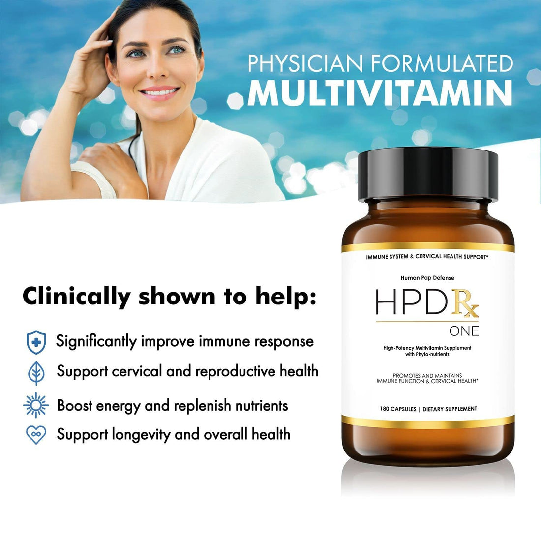 HPD Rx ONE Immunity Boost Multivitamin | HPV Supplements for Women and Men, 2 Pack 
