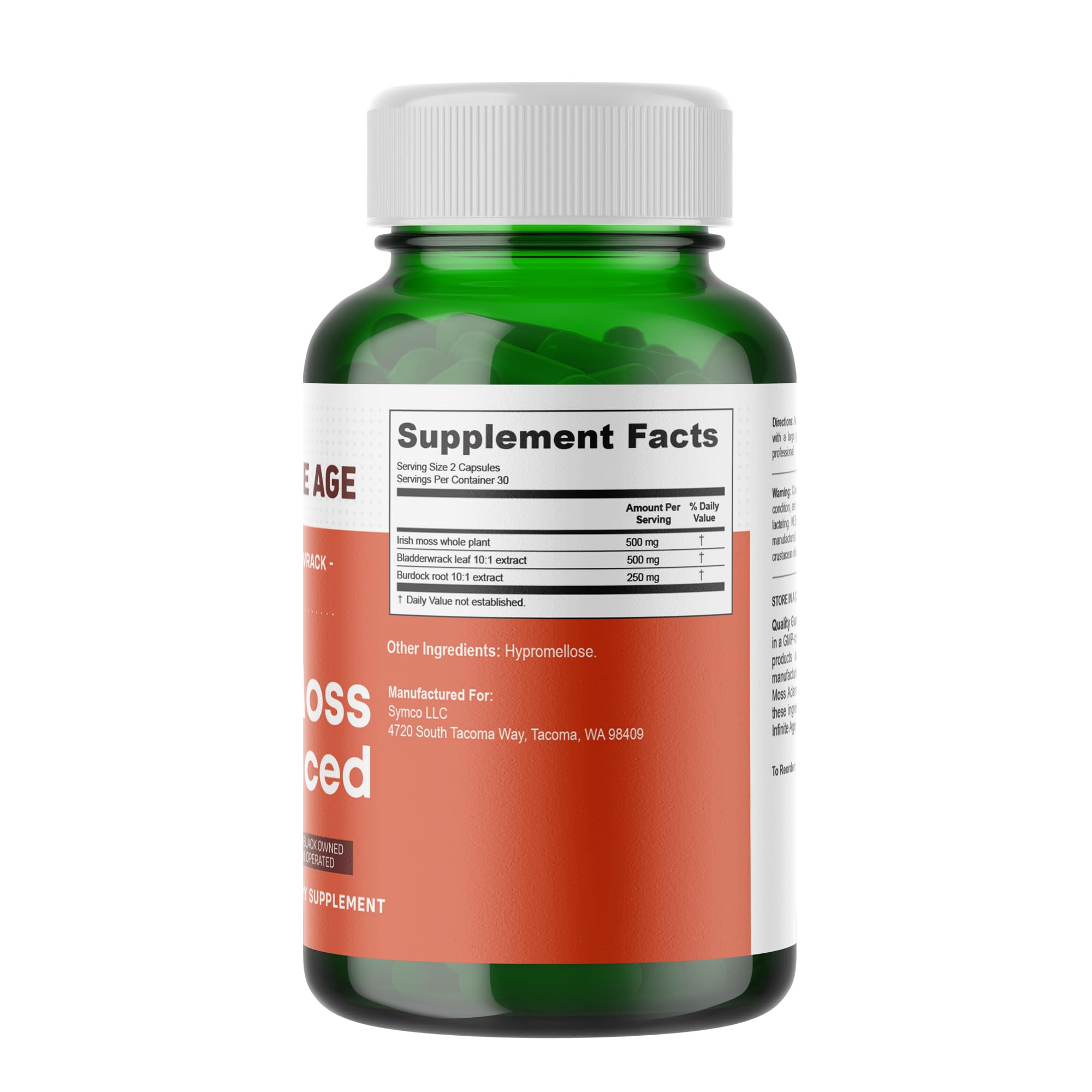 INFINITE AGE: 3 Pack, 1250mg Sea Moss Advanced Superfood, High-Potency, Vegan INFINITE AGE