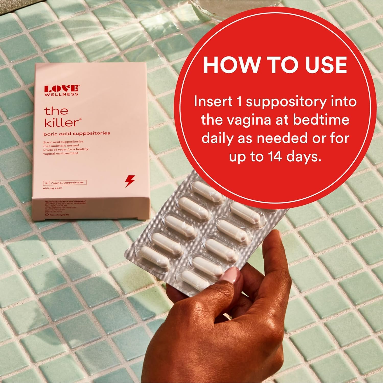 Love Wellness Good Girl Probiotics & The Killer | Vaginal pH Balance Supplement & Boric Acid Suppositories Love Wellness