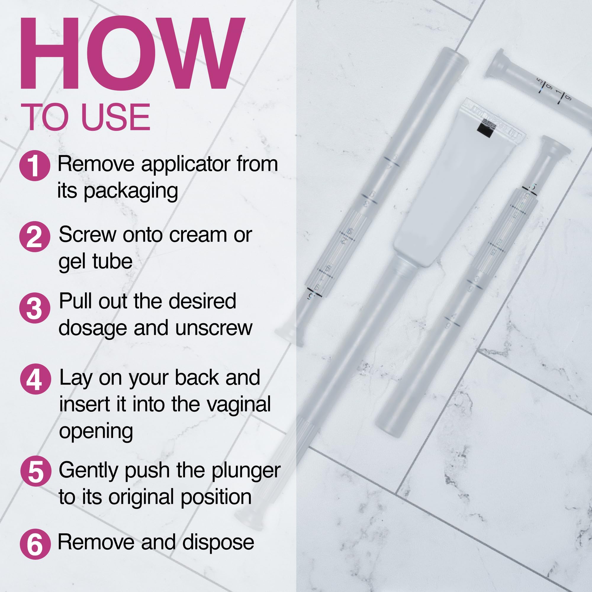 Flextiva Disposable Plastic Vaginal Cream Applicators - Threaded End to Fit OTC Gel or Cream Products Flextiva