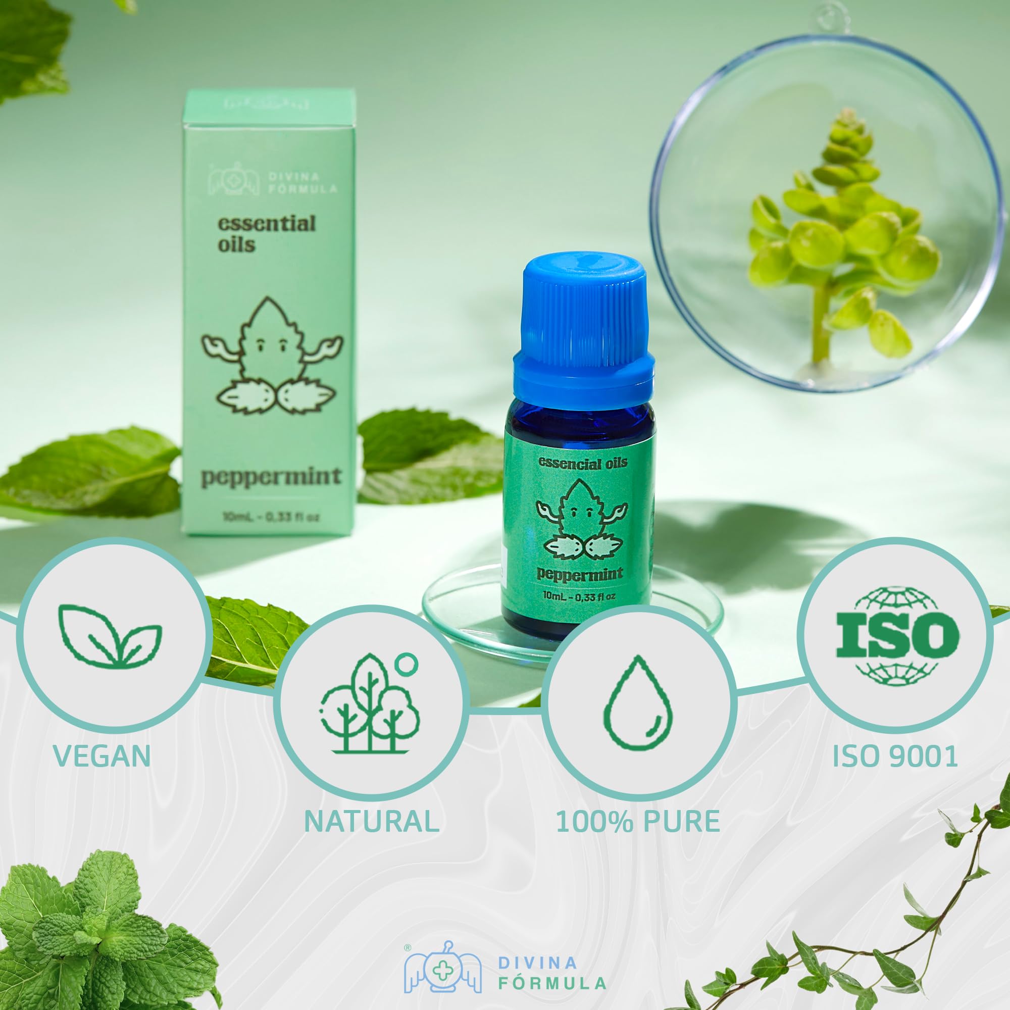 Divina Fórmula - 100% Pure Peppermint Essential Oil - Aromatherapy Oils, Essential Oils - Oil for Massage Divina FÓrmula