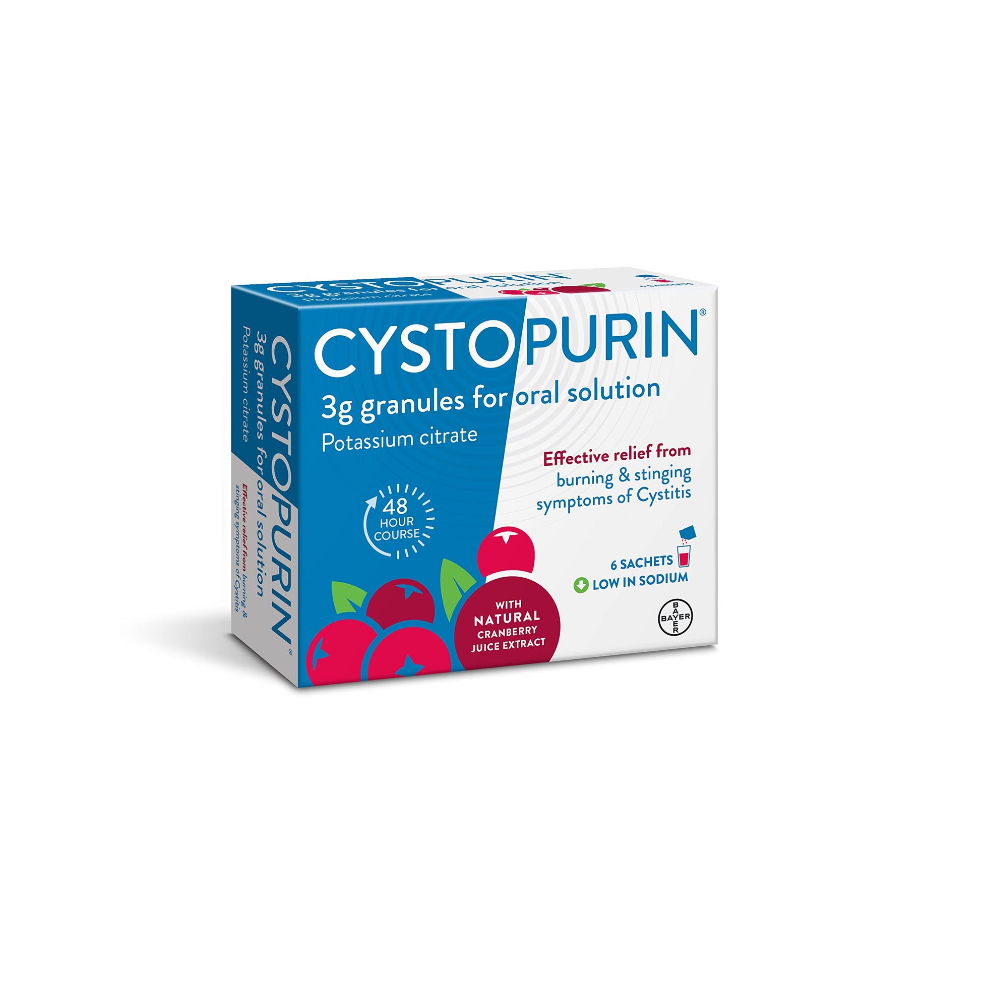 Cystopurin Cystitis Relief, Cranberry Flavour and Low in Sodium, 6 Sachets Cystopurin