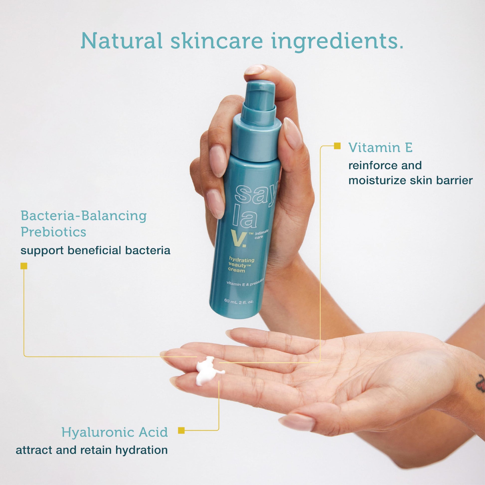 SAY LA V. Hydrating Veauty Cream, Intimate Vulva Moisturizing Skincare for Dryness with Prebiotics SAY LA V