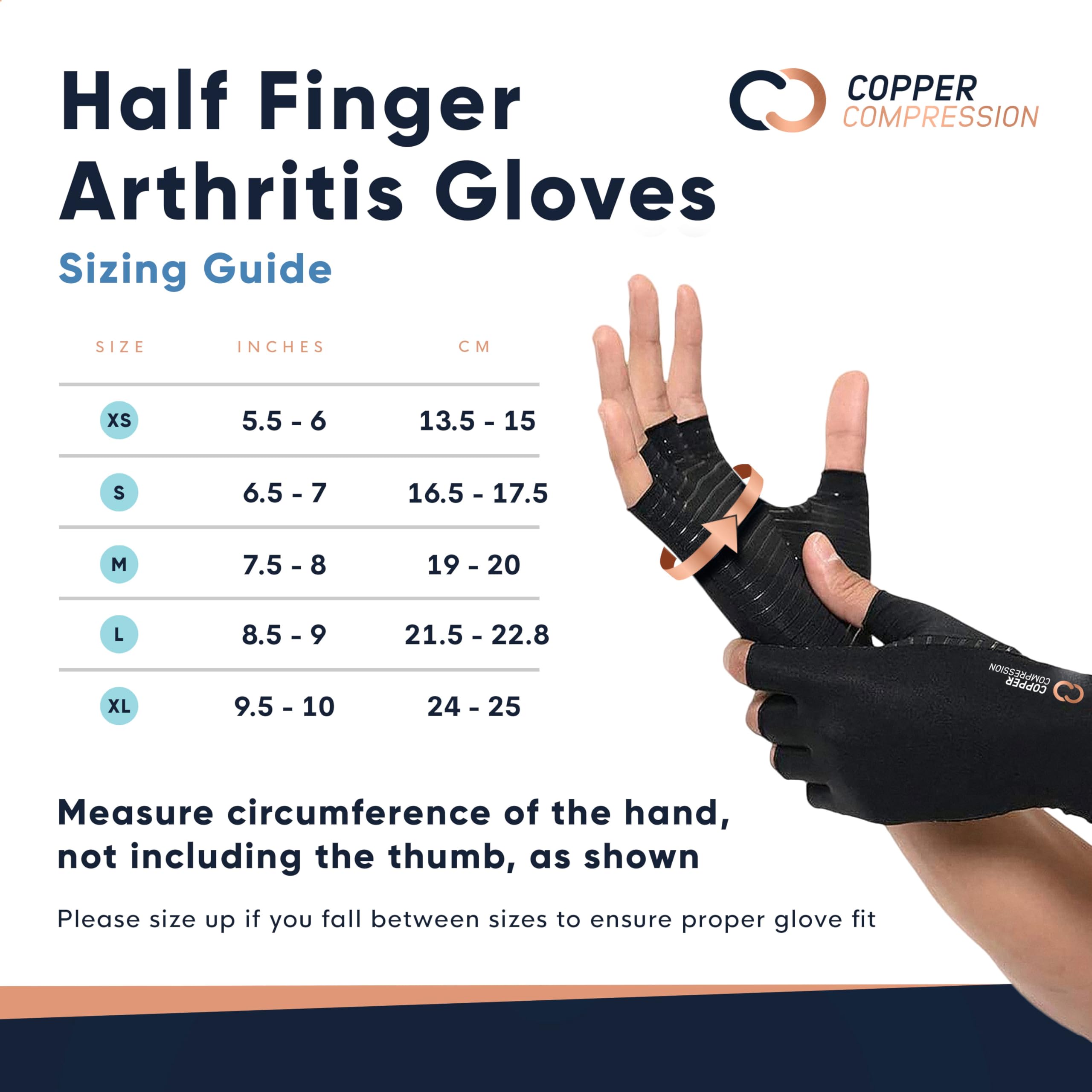 Copper Compression Arthritis Gloves | Fingerless Arthritis Carpal Tunnel Pain Relief Gloves Copper Compression