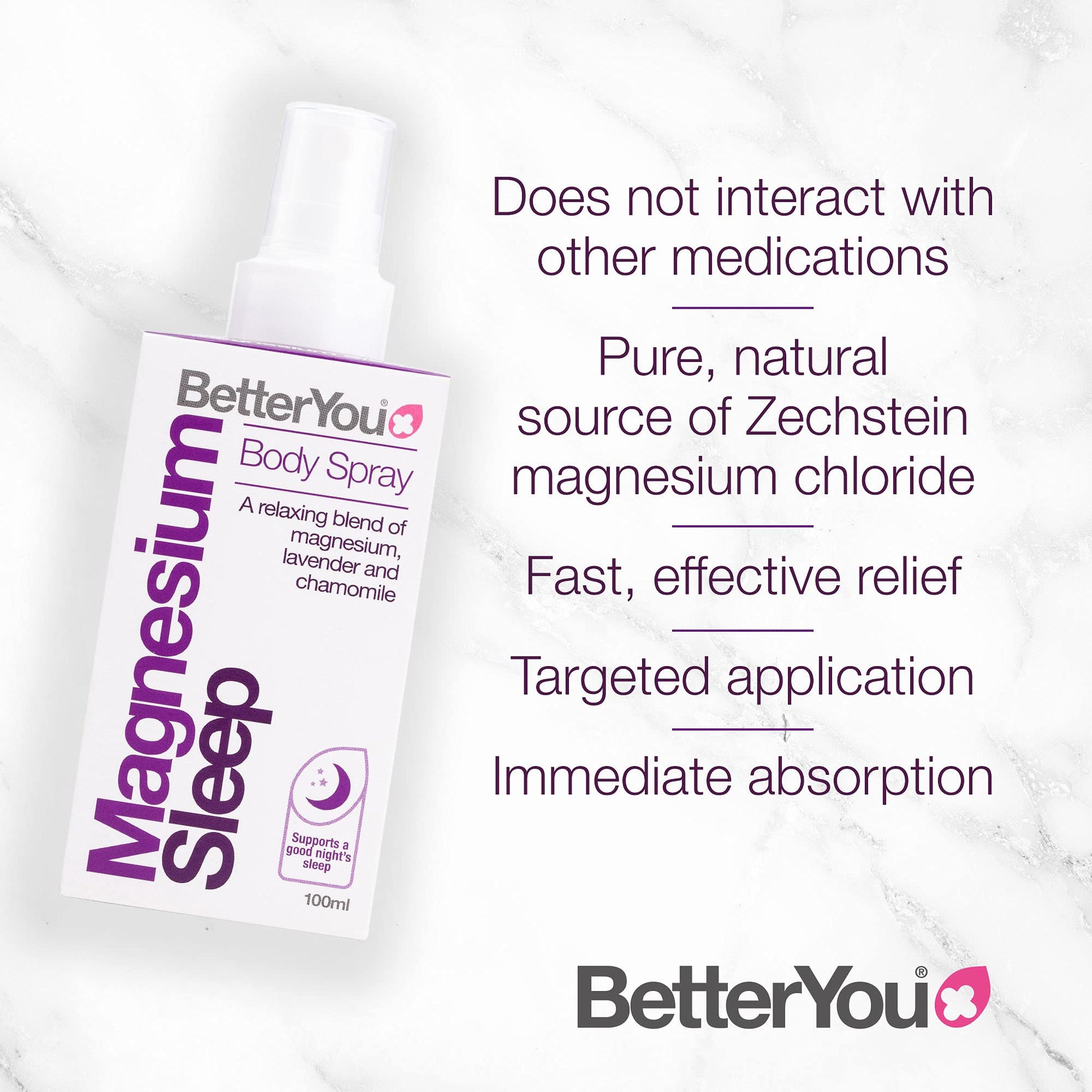 BetterYou Magnesium Sleep Body Spray, Made with Zechstein Magnesium Chloride BetterYou