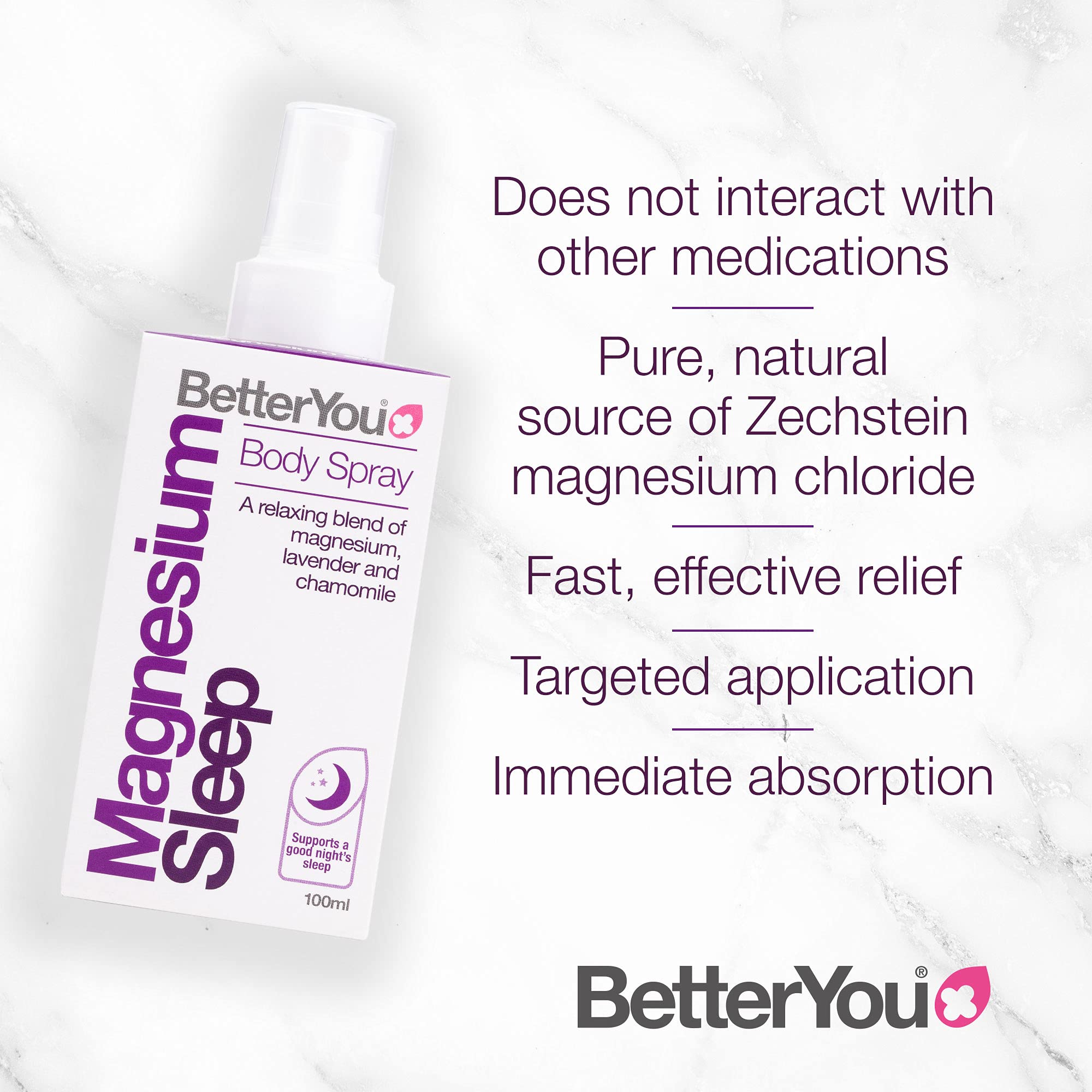 BetterYou Magnesium Sleep Body Spray, Made with Zechstein Magnesium Chloride BetterYou
