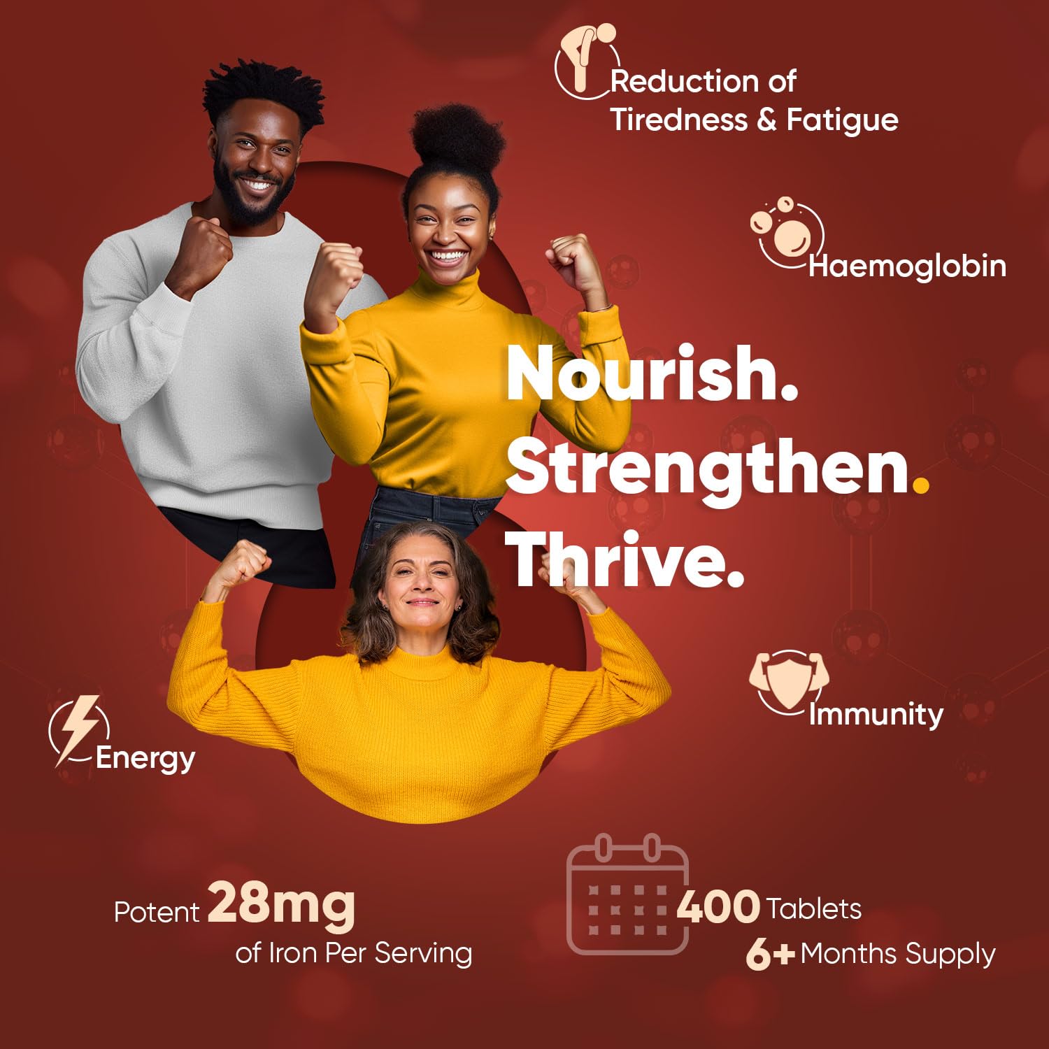 Gentle Iron Tablets High Strength 28mg - 400 Tablets (6+ Months Supply) - Vegan Iron WeightWorld