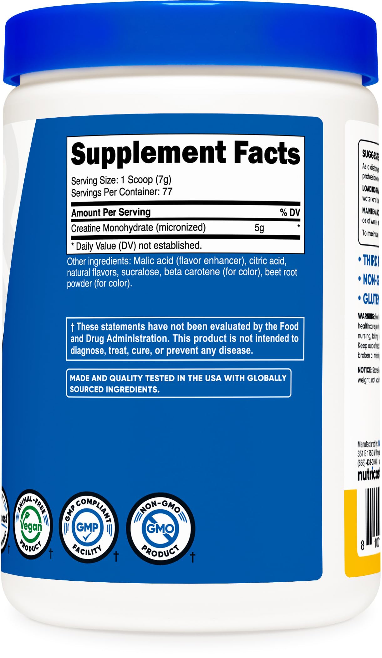 Nutricost Creatine Monohydrate Powder (Pineapple Mango, 500 Gram) - Micronized Nutricost