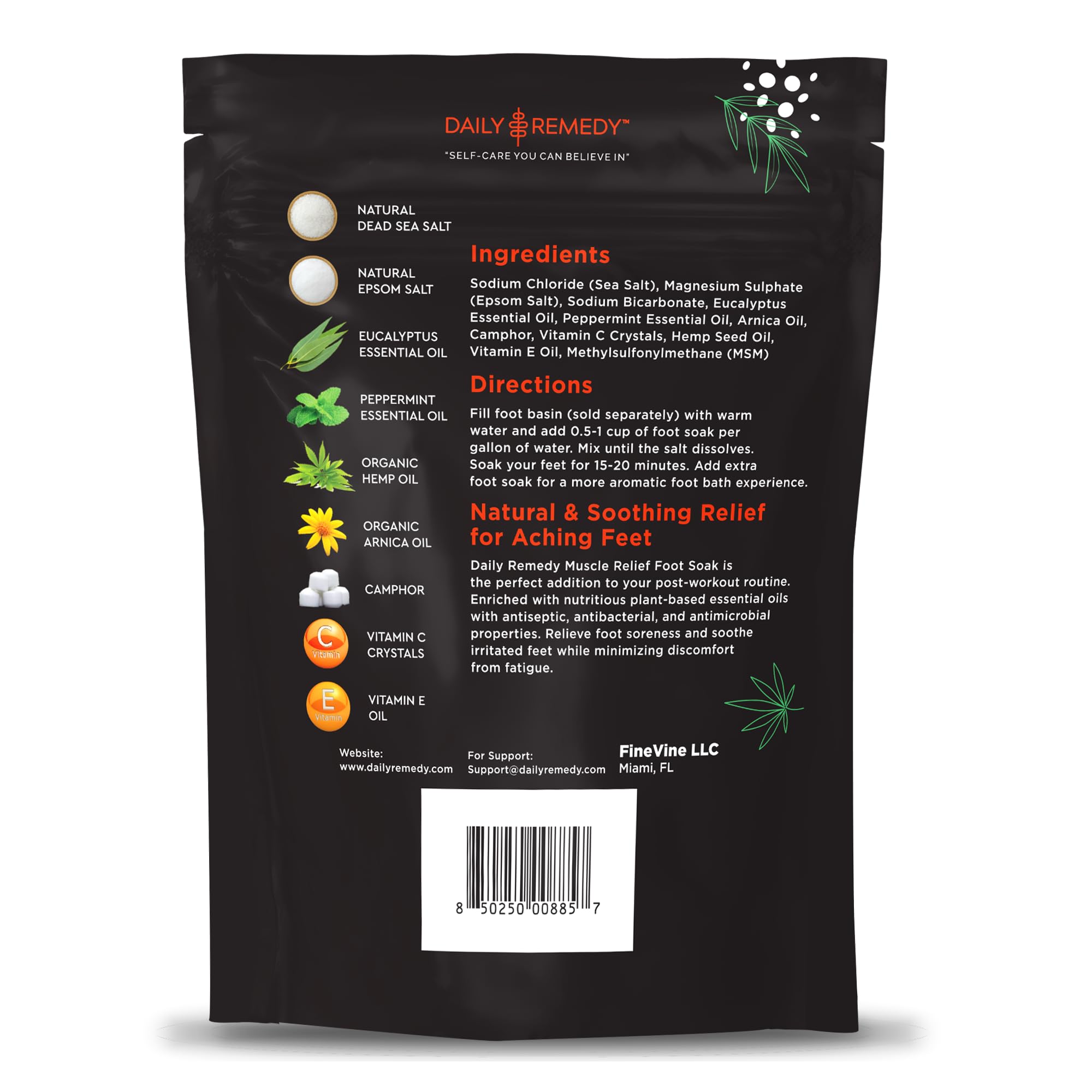 Muscle Relief Foot Soak with Epsom Salt, Made in USA, Soothe Foot Aches, Muscle Pain DAILY REMEDY