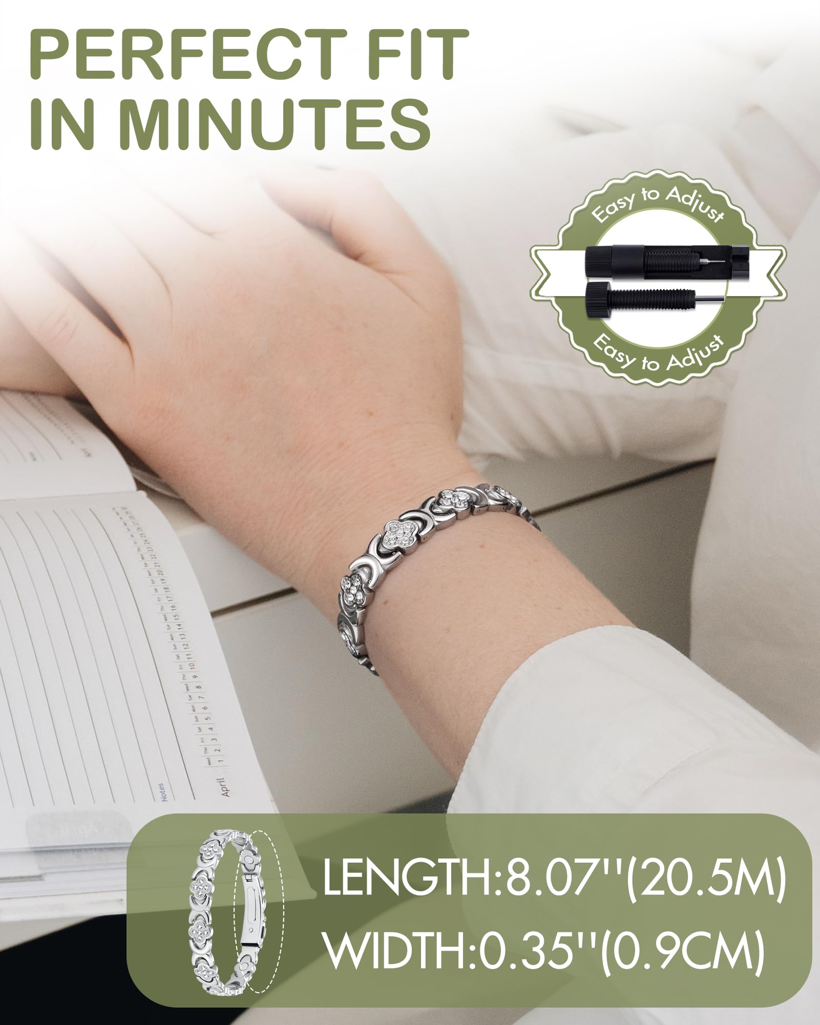 Feraco Ultra Strength Magnetic Bracelets for Women with Neodymium Therapy Magnets Feraco