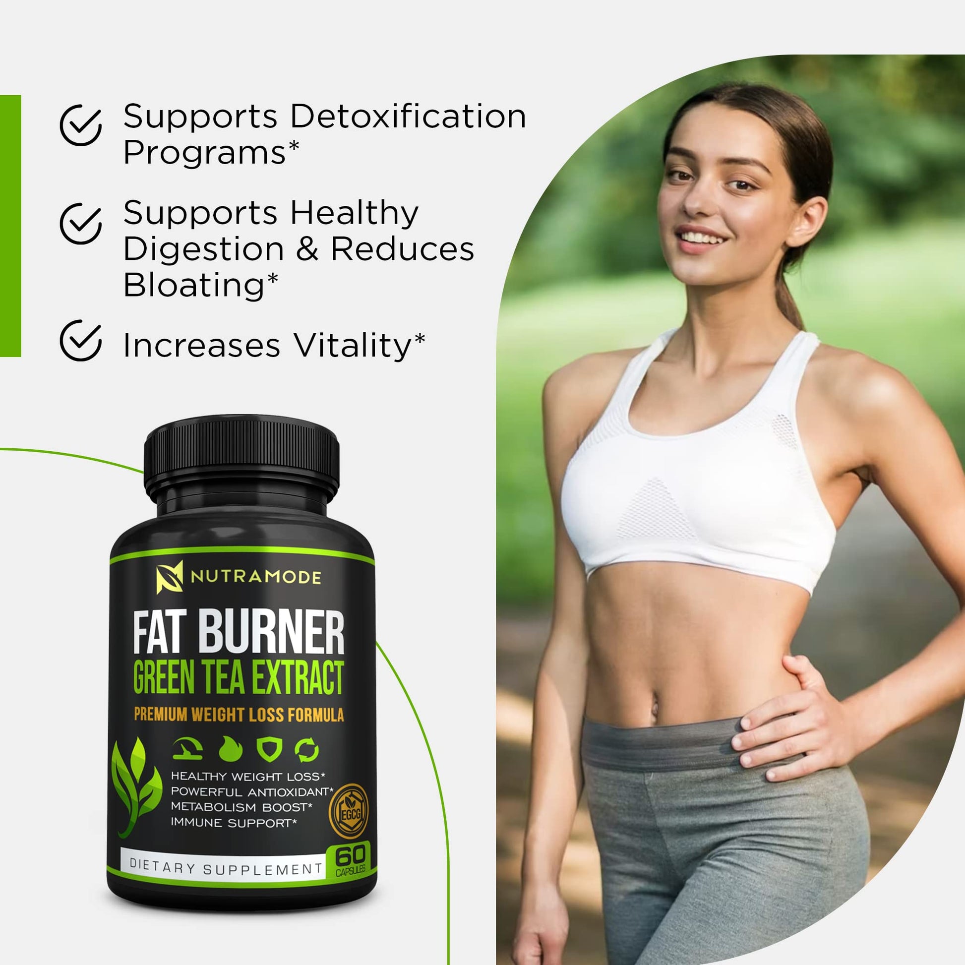 Premium Green Tea Extract Fat Burner Supplement EGCG-Natural Appetite Suppressant NUTRAMODE