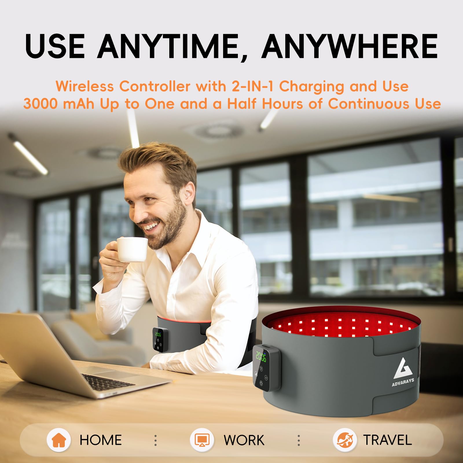 Red Light Therapy Infrared Belt: Pain Relief Body Pad 100 LEDs Red Light Therapy Belt ADVARAYS