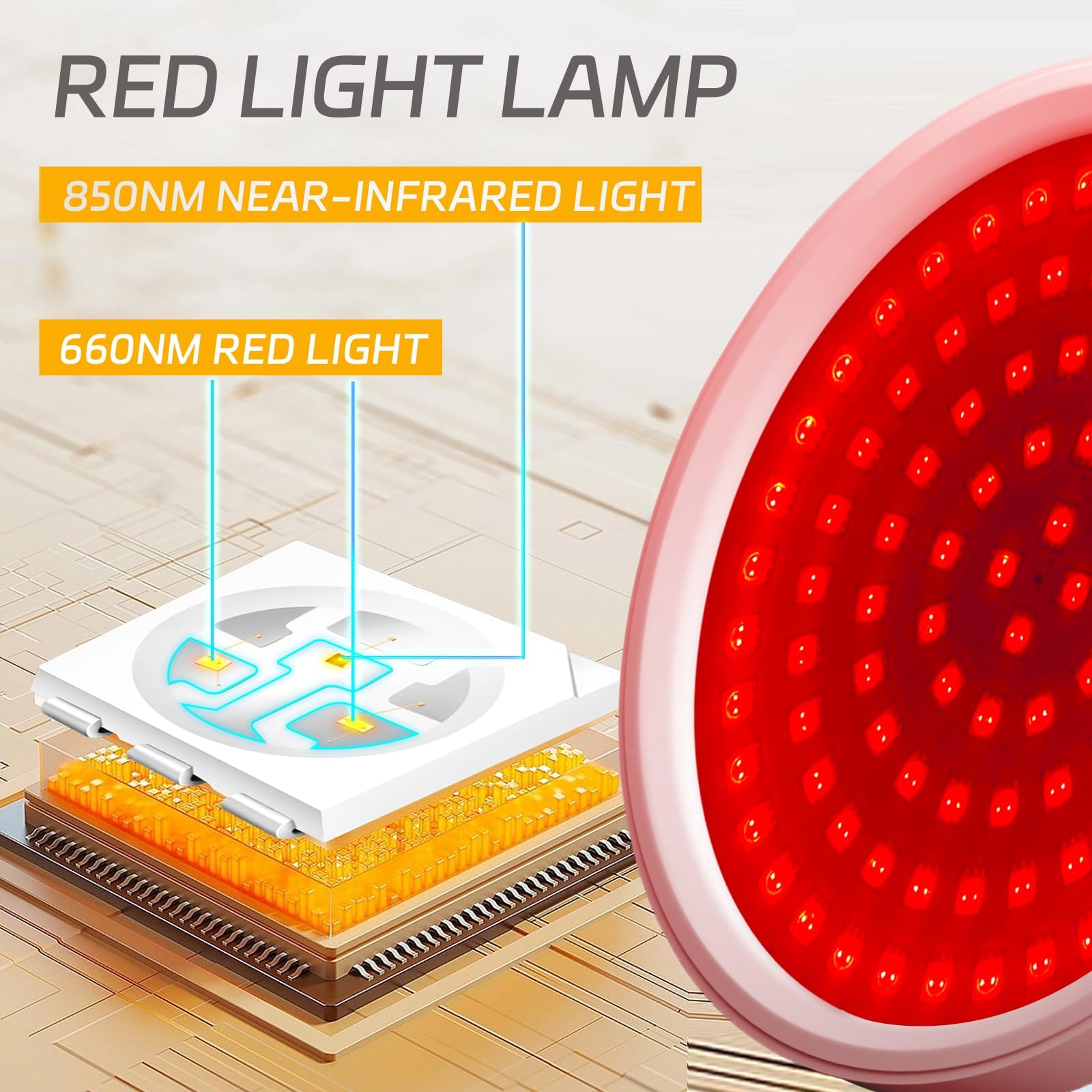 Shomterade Red Light for Face with Base, 100LEDs 3-in-1 Chips Infrared Light Lamp, 660nm ＆850nm Shomterade