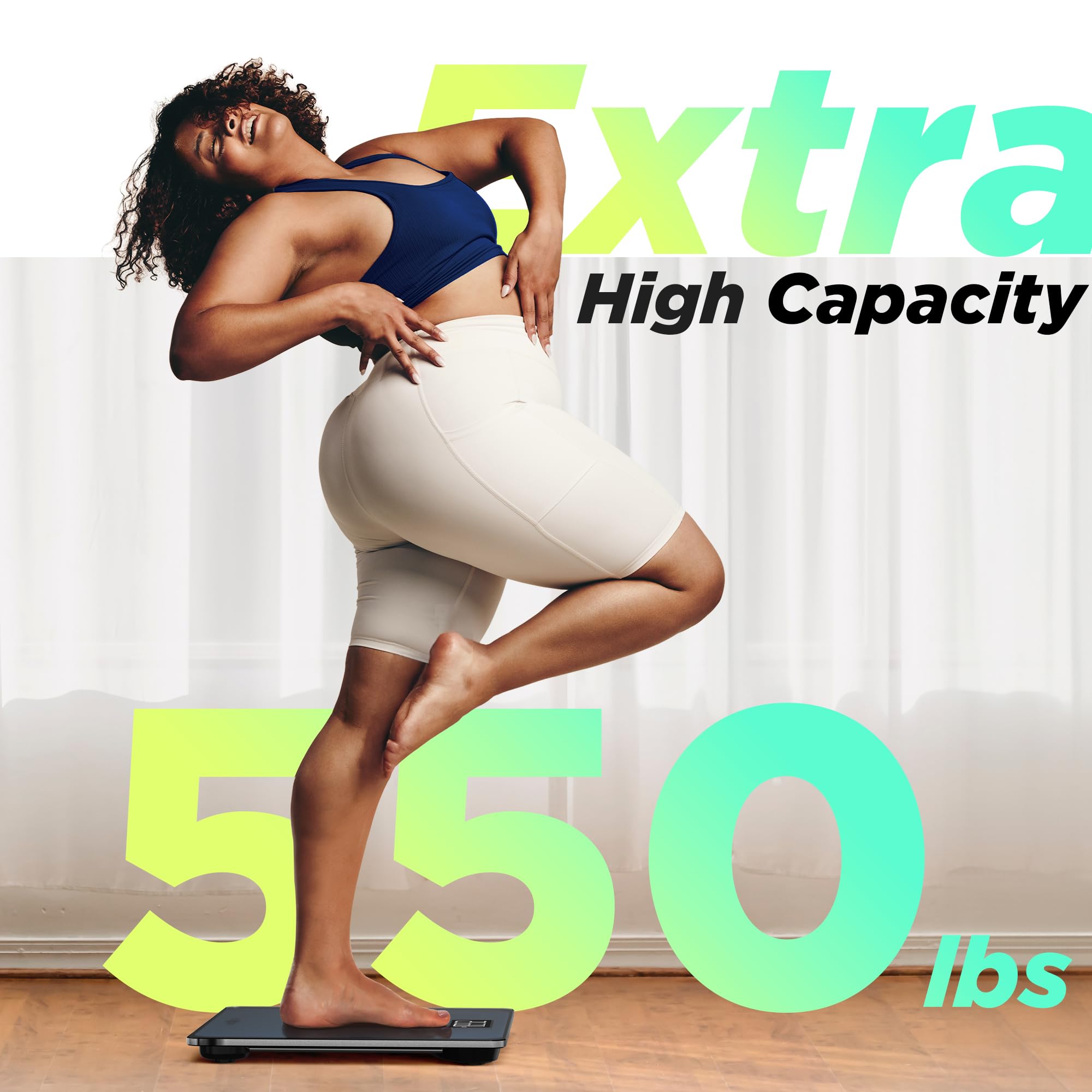 RunSTAR 550lb Bathroom Digital Scale for Body Weight with Ultra-Wide Platform and Large runstar