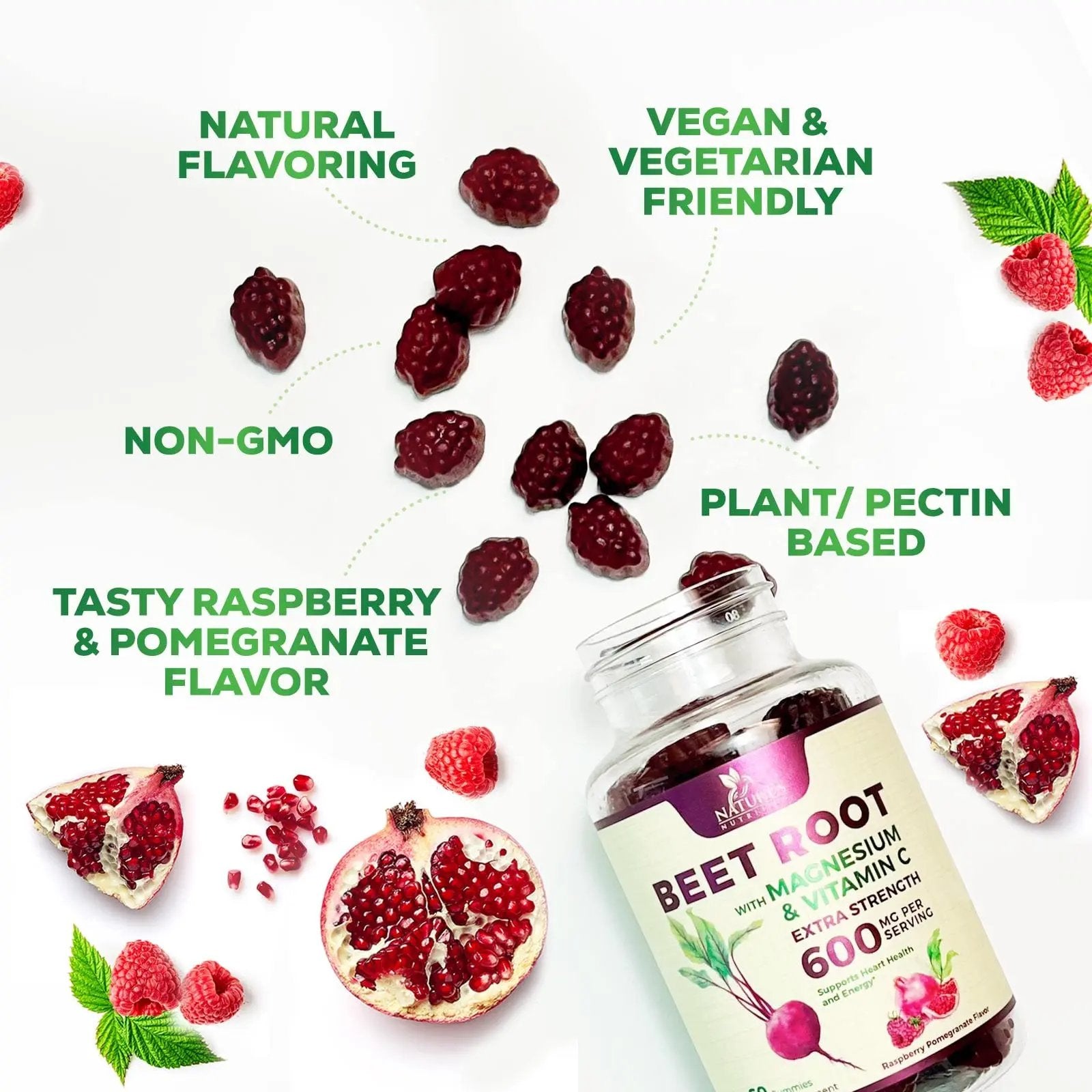 Nature's Nutrition Beet Gummies with Beetroot - Energy & Heart Health Support Nature's Nutrition