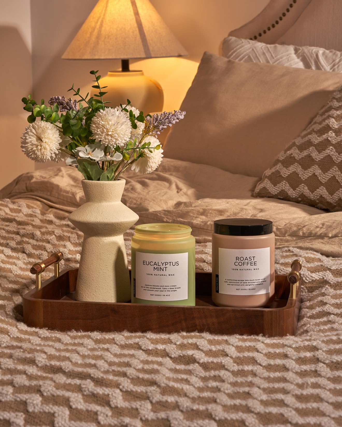 M&SENSE Eucalyptus Mint Candles for Home Scented, 19.4oz 110 Hours Burn Soy Aromatherapy M&SENSE