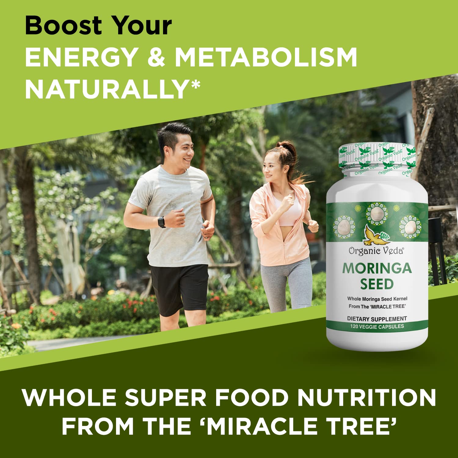 Organic Veda Moringa Seed Capsules - Pure Organic Moringa Capsules Seed Powder Organic Veda