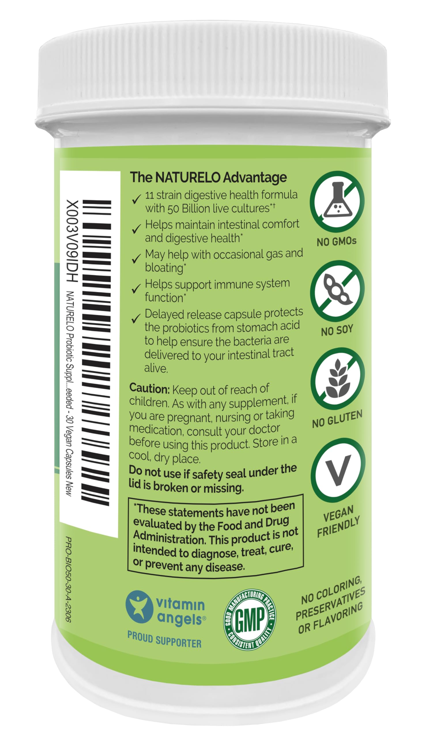 NATURELO Probiotic Supplement - 50 Billion CFU - 11 Strains - One Daily - Helps Support NATURELO