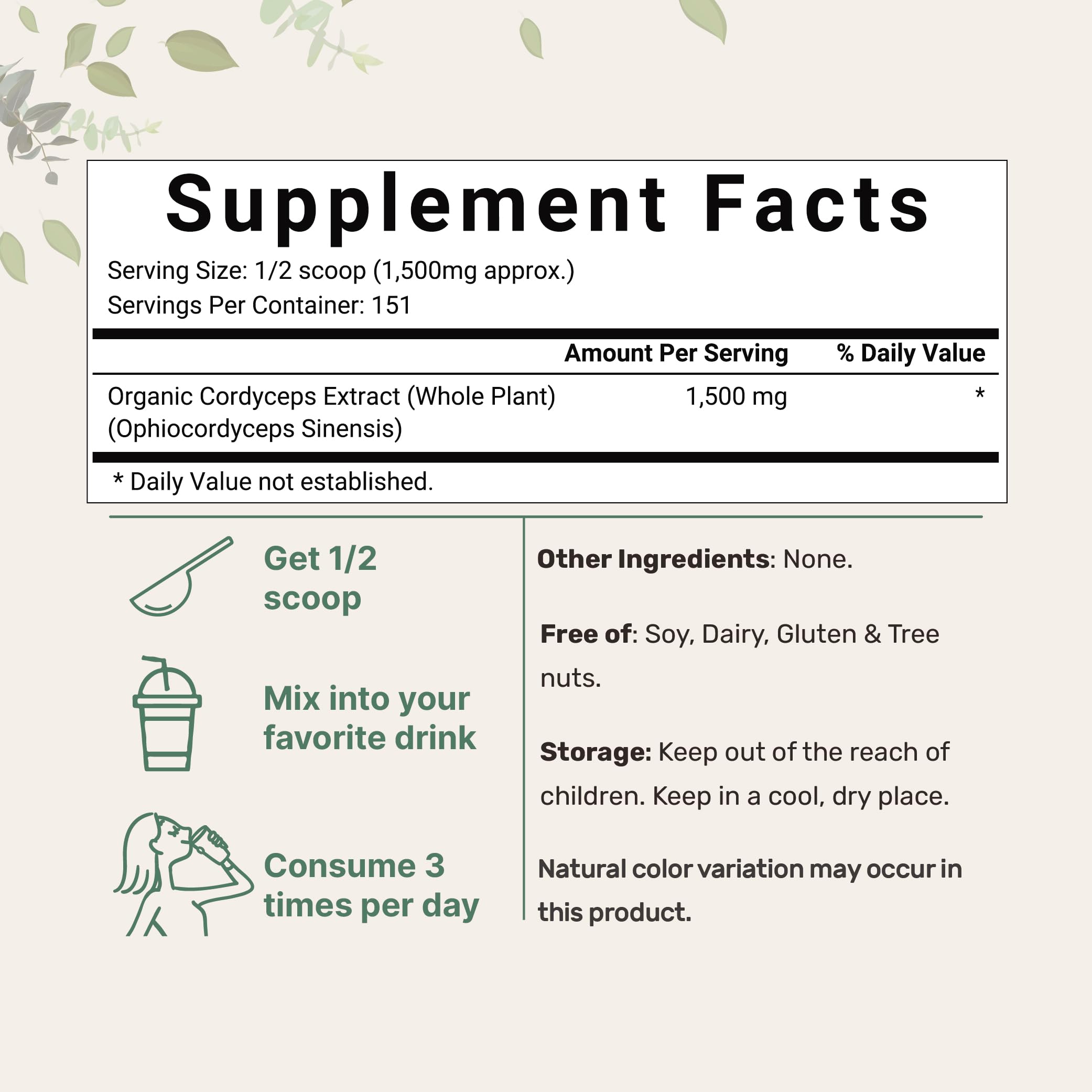 Organic Cordyceps Mushroom Extract Powder, 8 Ounces | Sustainably US Grown Micro Ingredients