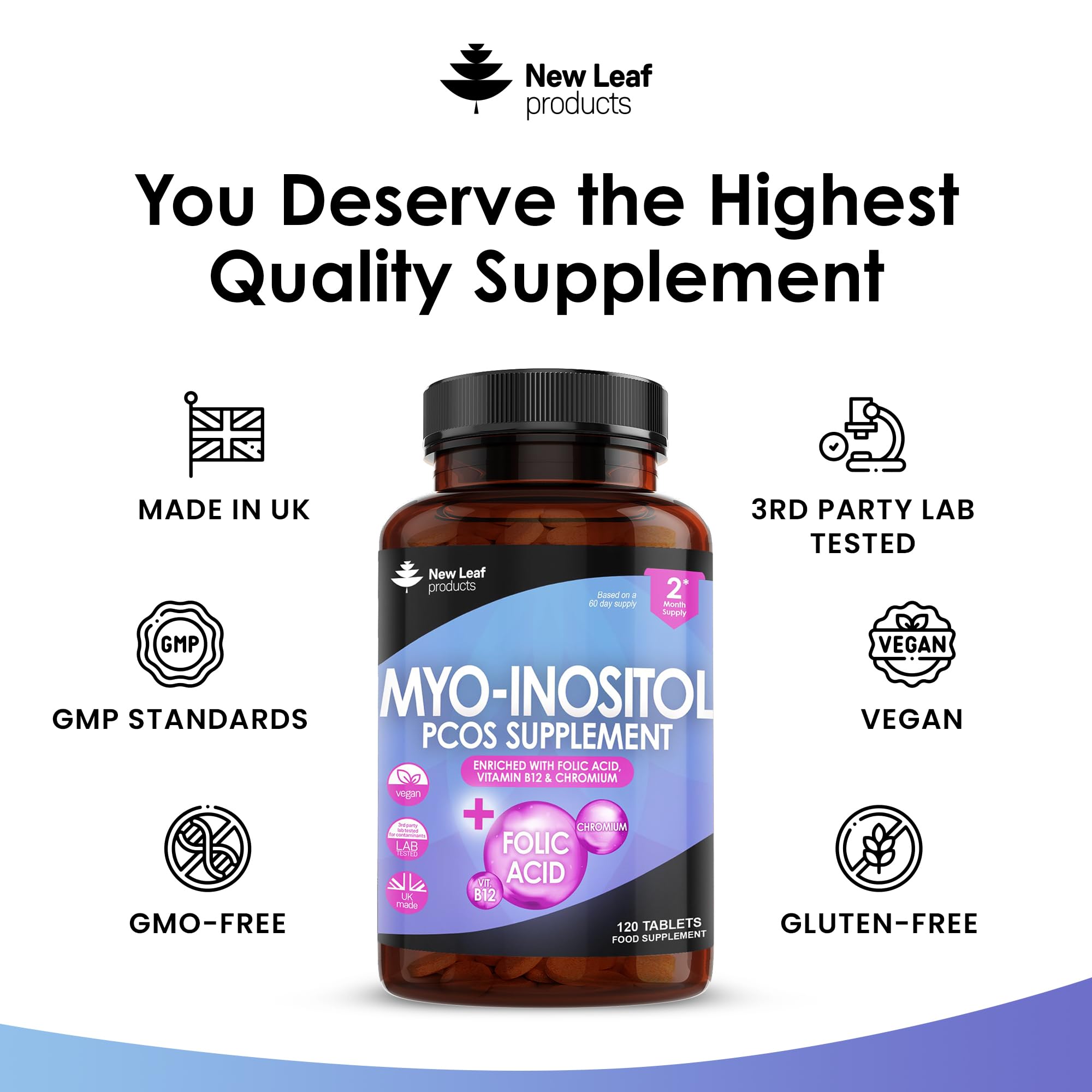 Myo-Inositol PCOS Supplement - Myo Inositol Tablets PCOS Supplement Enriched NEW LEAF PRODUCTS