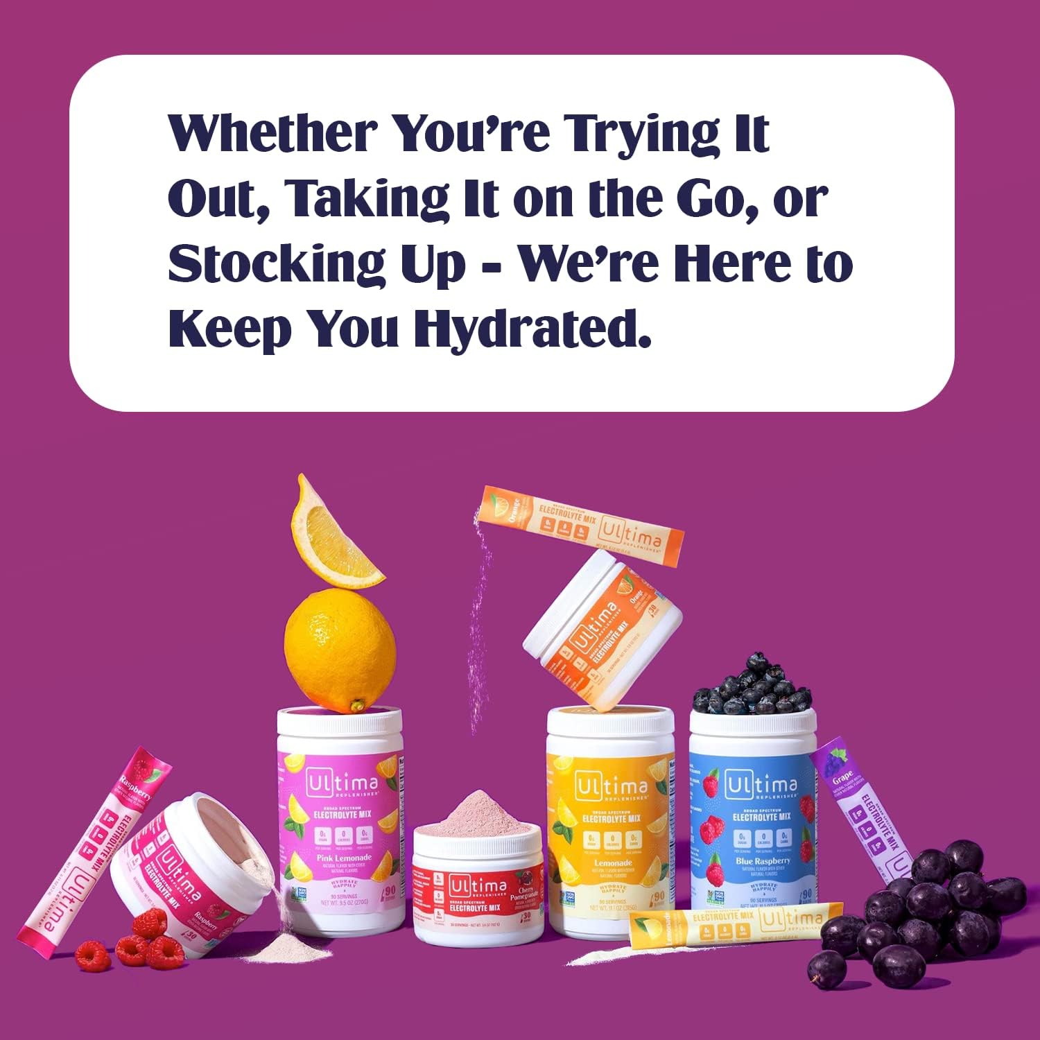 Ultima Replenisher Daily Electrolyte Drink Mix – Blue Raspberry, 30 Servings – Hydration Ultima Replenisher