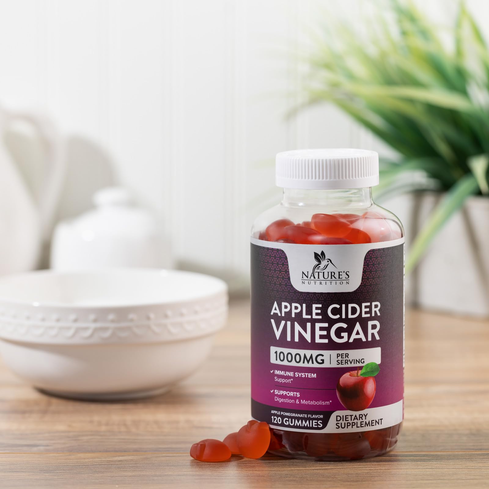 Nature's Nutrition Apple Vinegar Gummy for Weight Loss 1000mg - Vegan Apple Cider Vinegar Nature's Nutrition