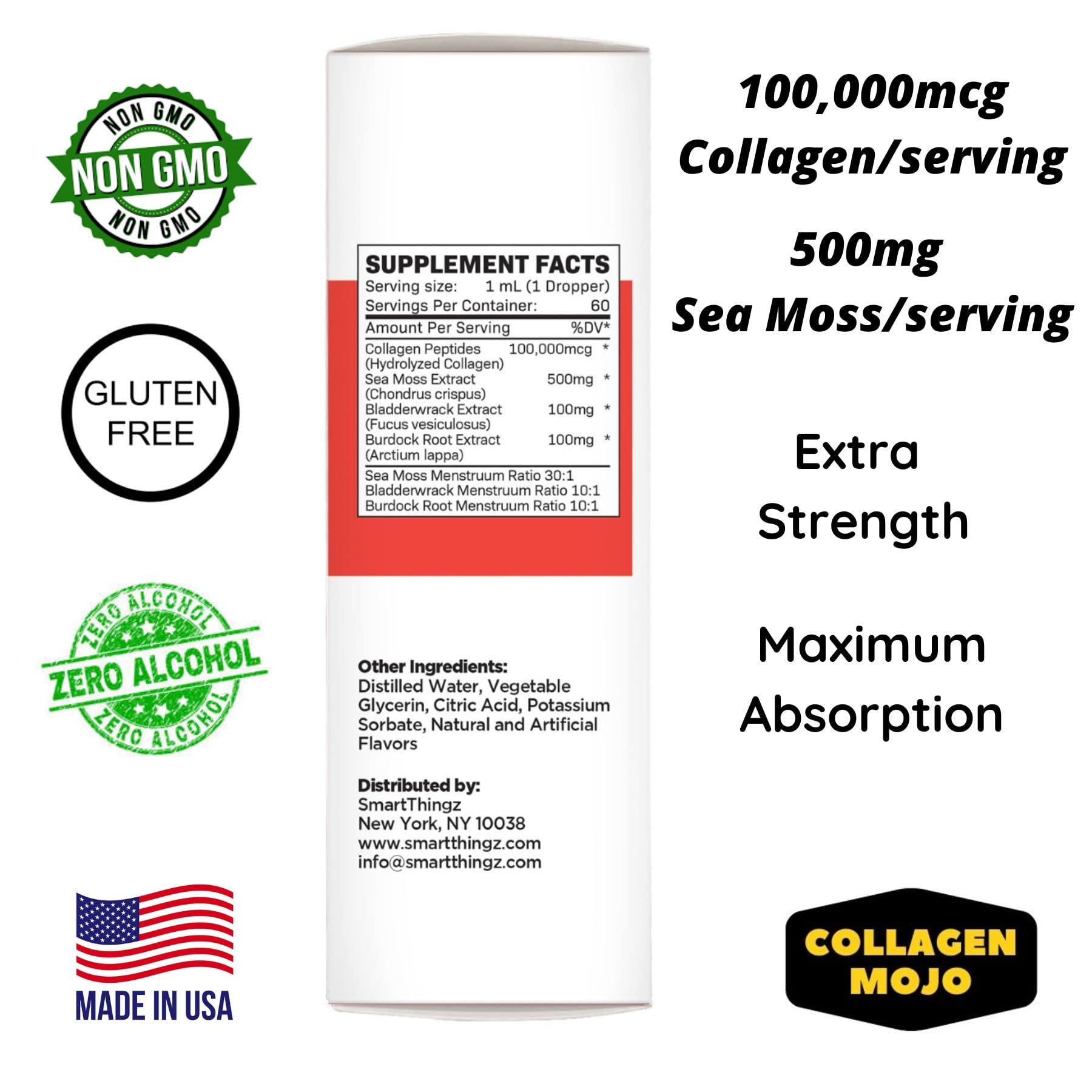 Collagen Mojo Liquid Collagen Peptides with Sea Moss, Burdock Root & Bladderwrack Collagen Mojo