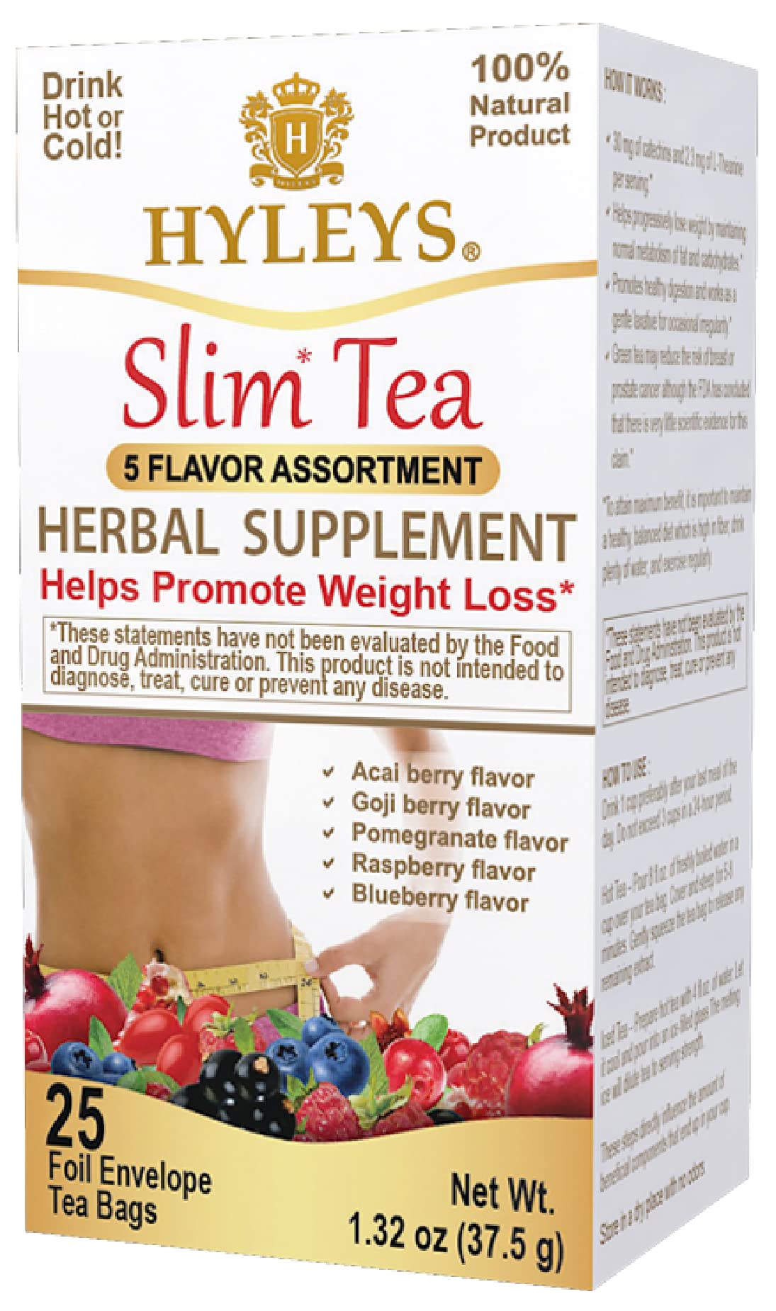 Hyleys Slim Tea 5 Flavor Assortment - Weight Loss Herbal Supplement Cleanse