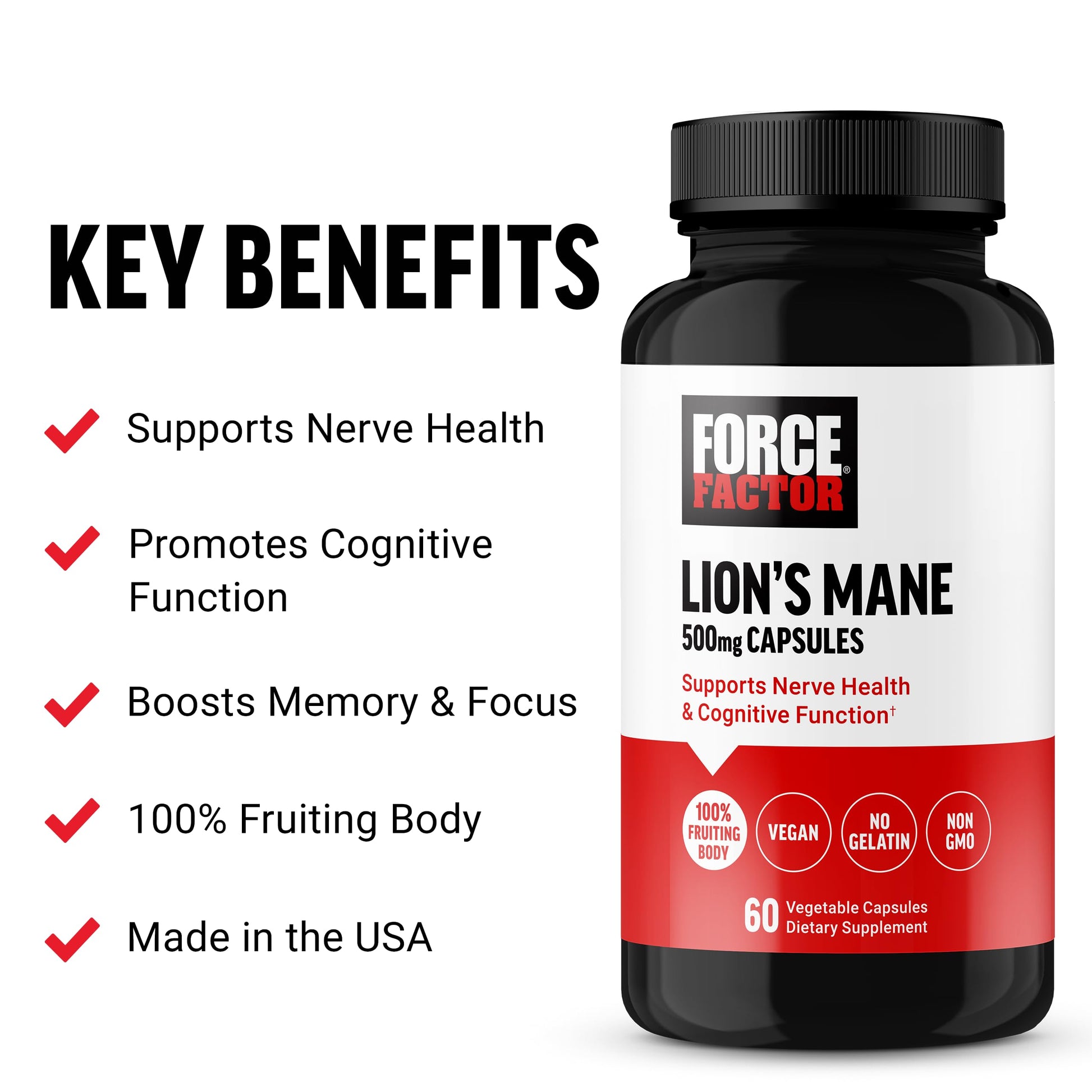 Force Factor Lion’s Mane Supplement Capsules, Memory & Focus Supplement Force Factor