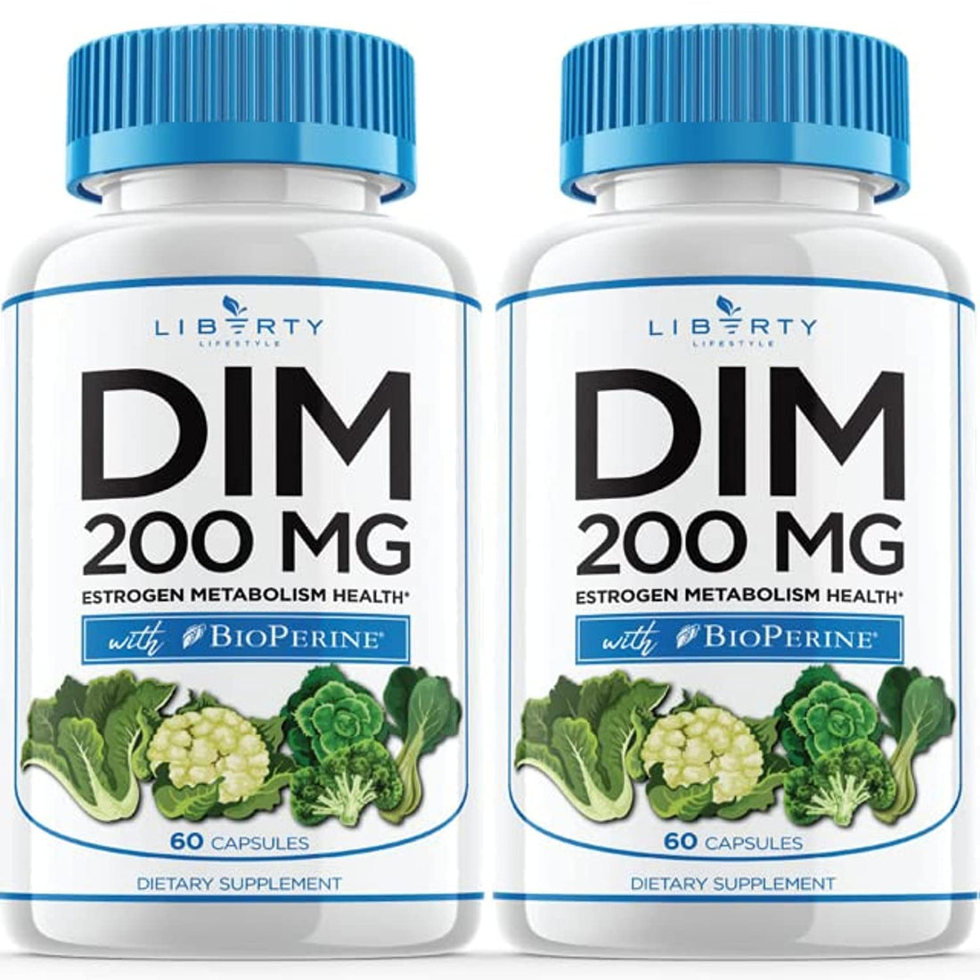 Liberty Lifestyle DIM Supplement 200mg - DIM Diindolylmethane Plus BioPerine - Estrogen Balance