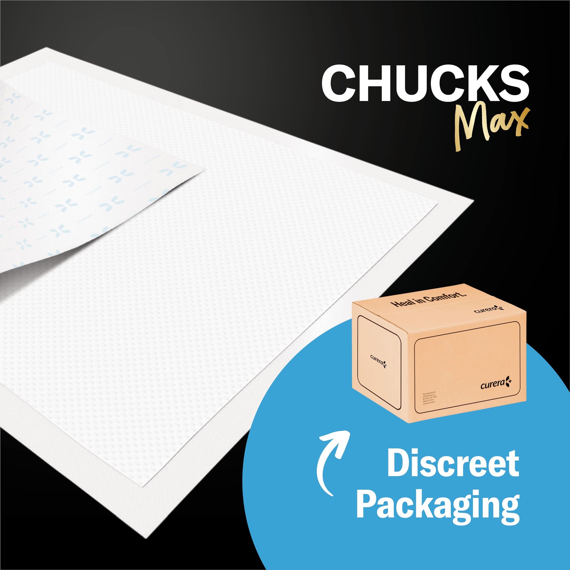 Chucks MAX Hospital Bed Pads Disposable Adult 36 x 36 Breathable Stack Man