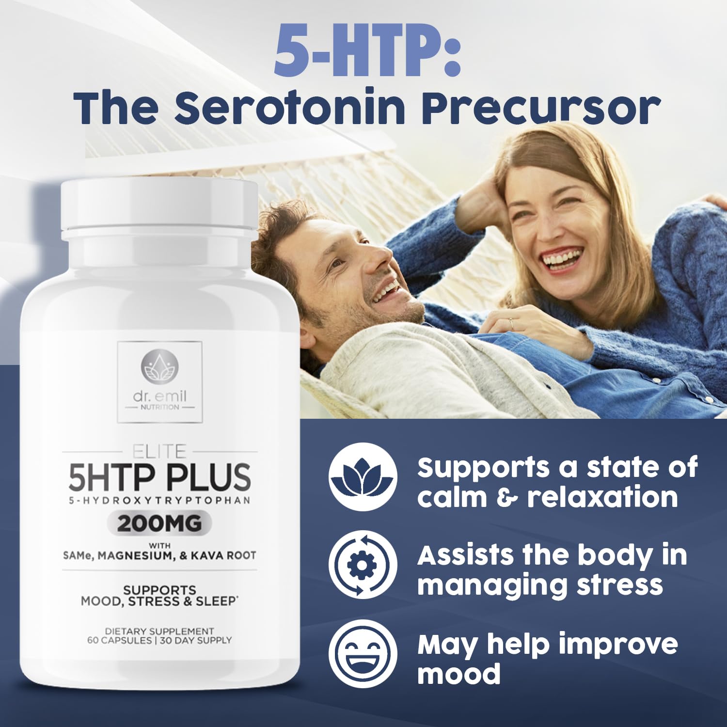 200 MG 5-HTP Elite with Kava Root Extract, Magnesium & SAM-e to Maintain Normal DR EMIL NUTRITION