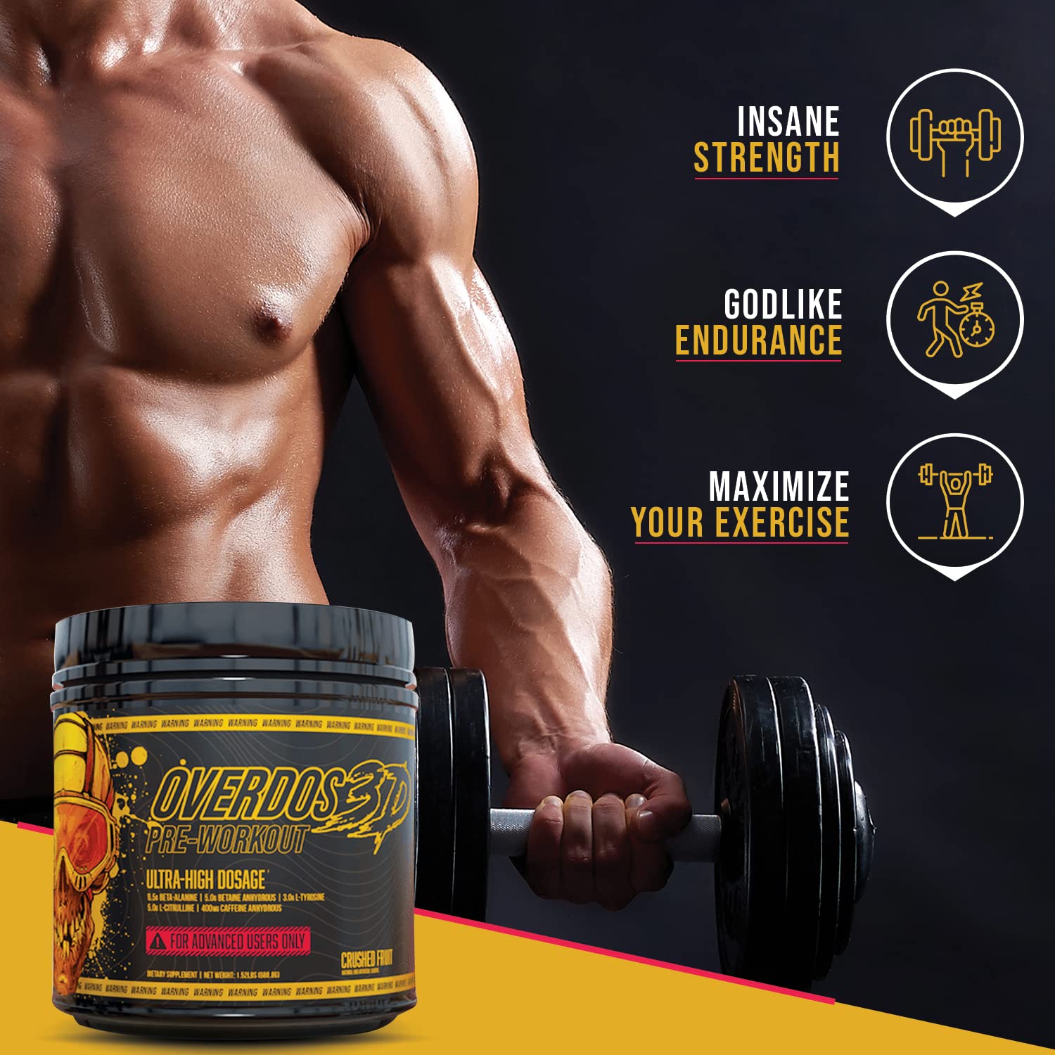 OVERDOS3D Pre-Workout Powder | Ultra-High Dosage | for Advanced Users ONLY Heath Secret