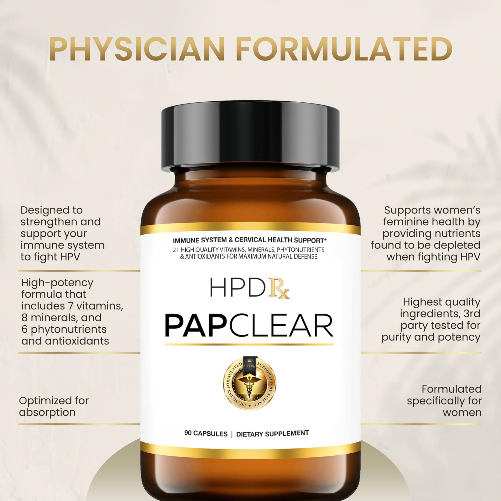 HPD Rx PAPCLEAR Physician Formulated | All Natural HPV Immune Support Supplement HPD Rx