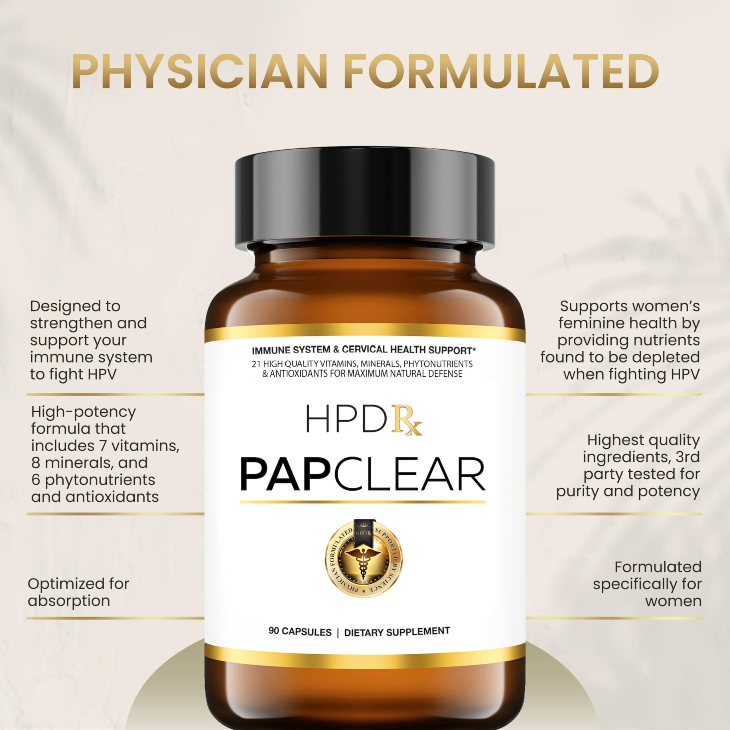 HPD Rx PAPCLEAR Physician Formulated | All Natural HPV Immune Support Supplement HPD Rx