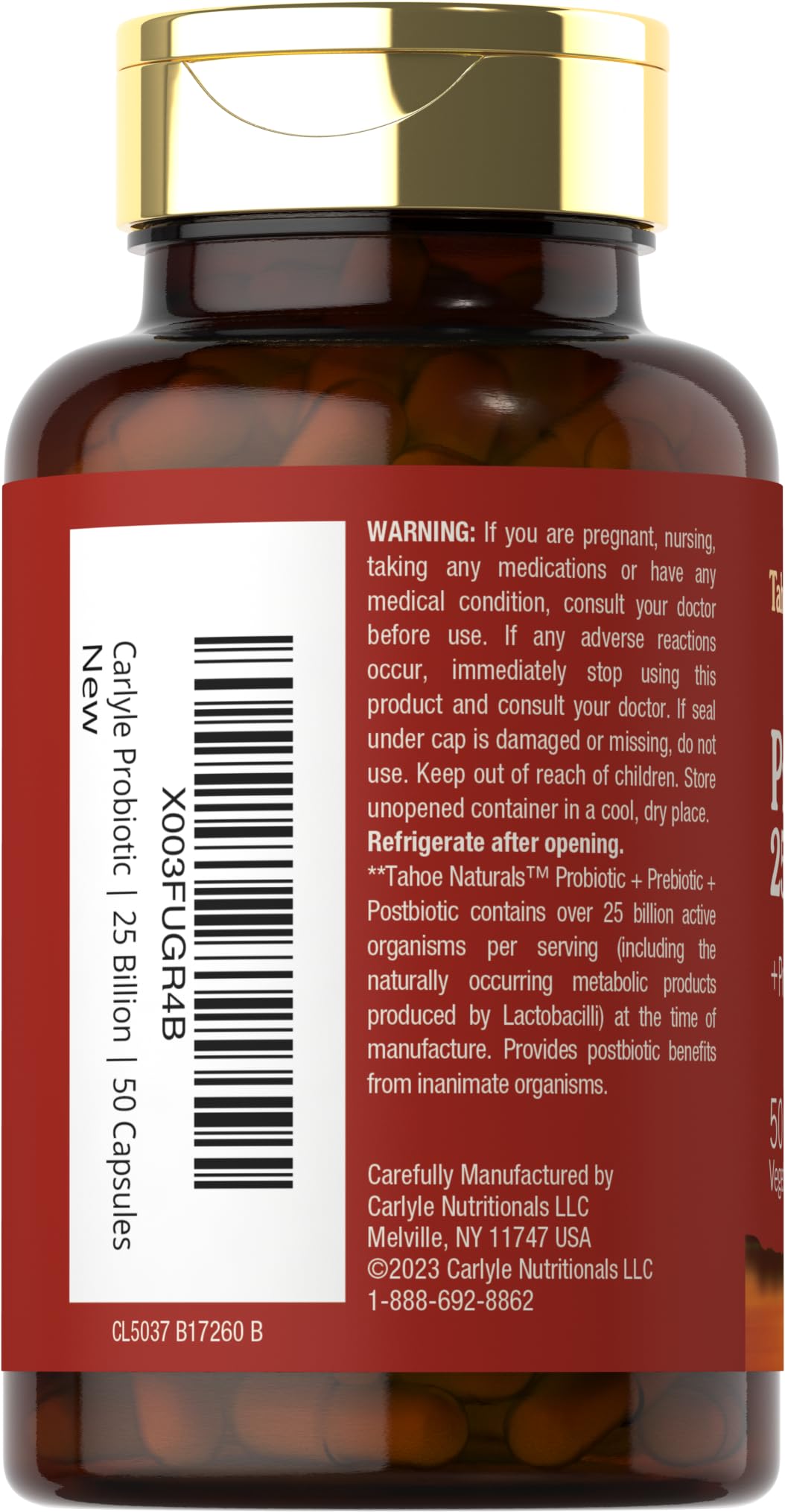 Carlyle Prebiotic, Probiotic & Postbiotic | 25 Billion CFU | 60 Powder Pills | Men and Women Carlyle