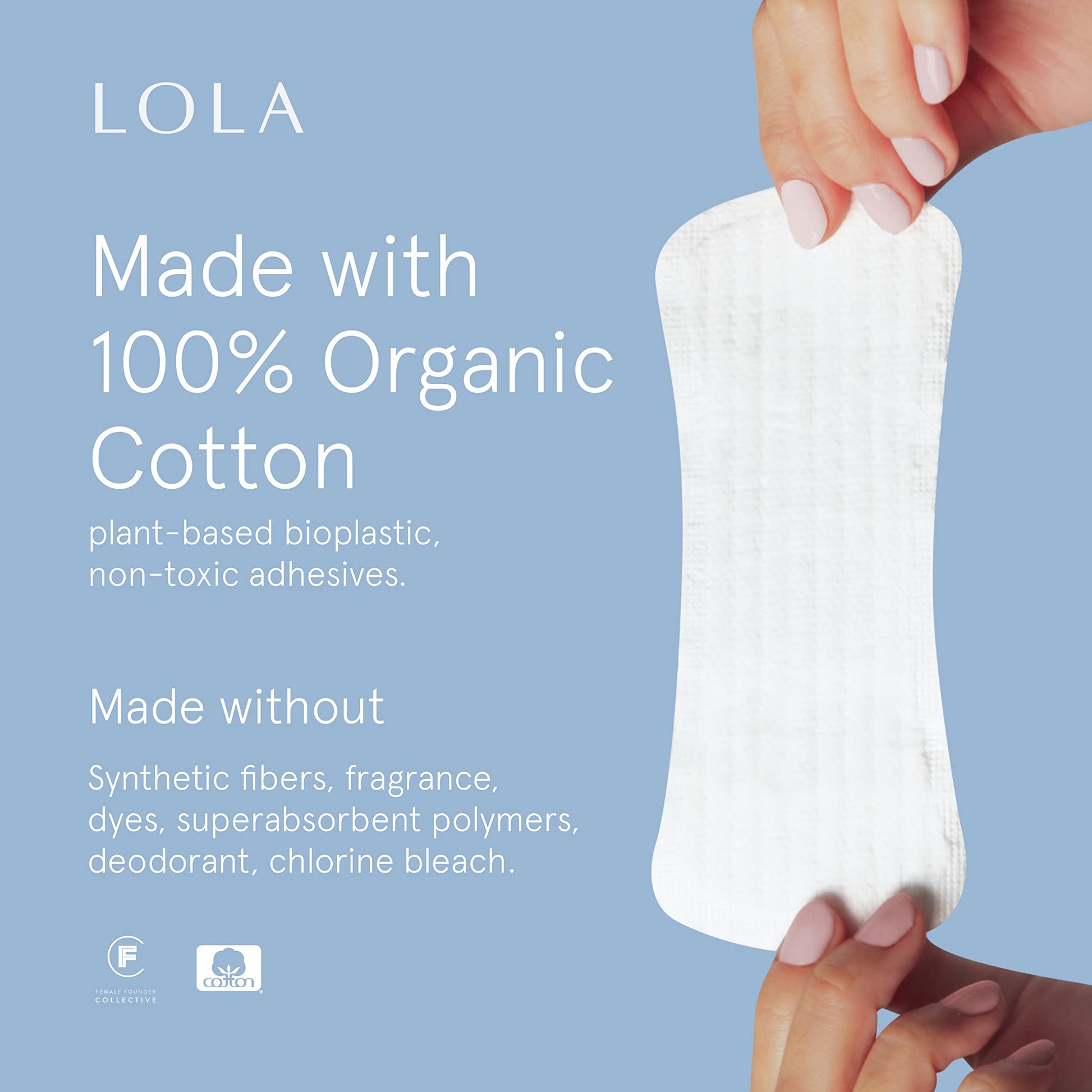 LOLA Ultra Thin Liners, 108 Count - Cotton Panty Liners for Women, Hypoallergenic Pads for Women LOLA