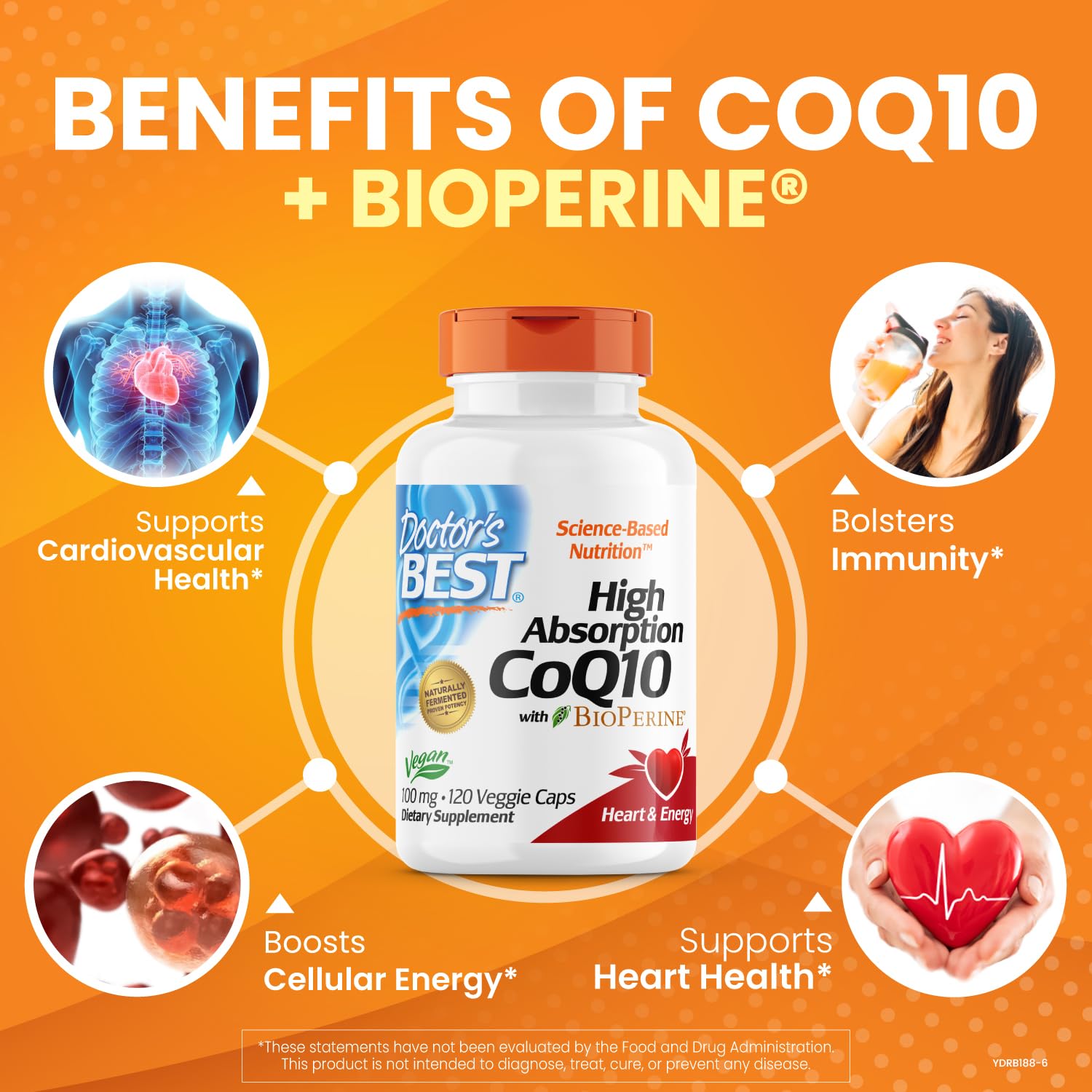 Doctor's Best High Absorption CoQ10 with Bioperine, Heart Health & Energy Production Doctor's BEST