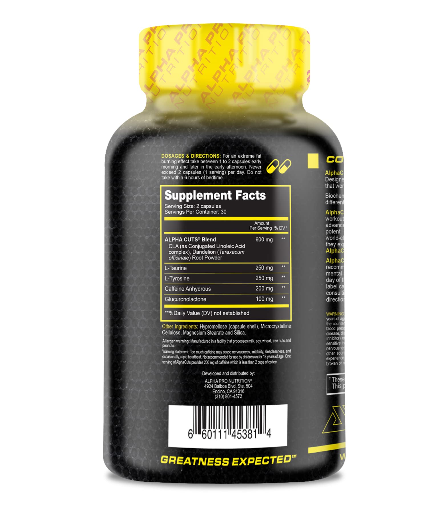 ALPHA CUTS Capsules Fat Burner Thermogenic Men Women Pre Cardio Workout Weight Loss ALPHA CUTS