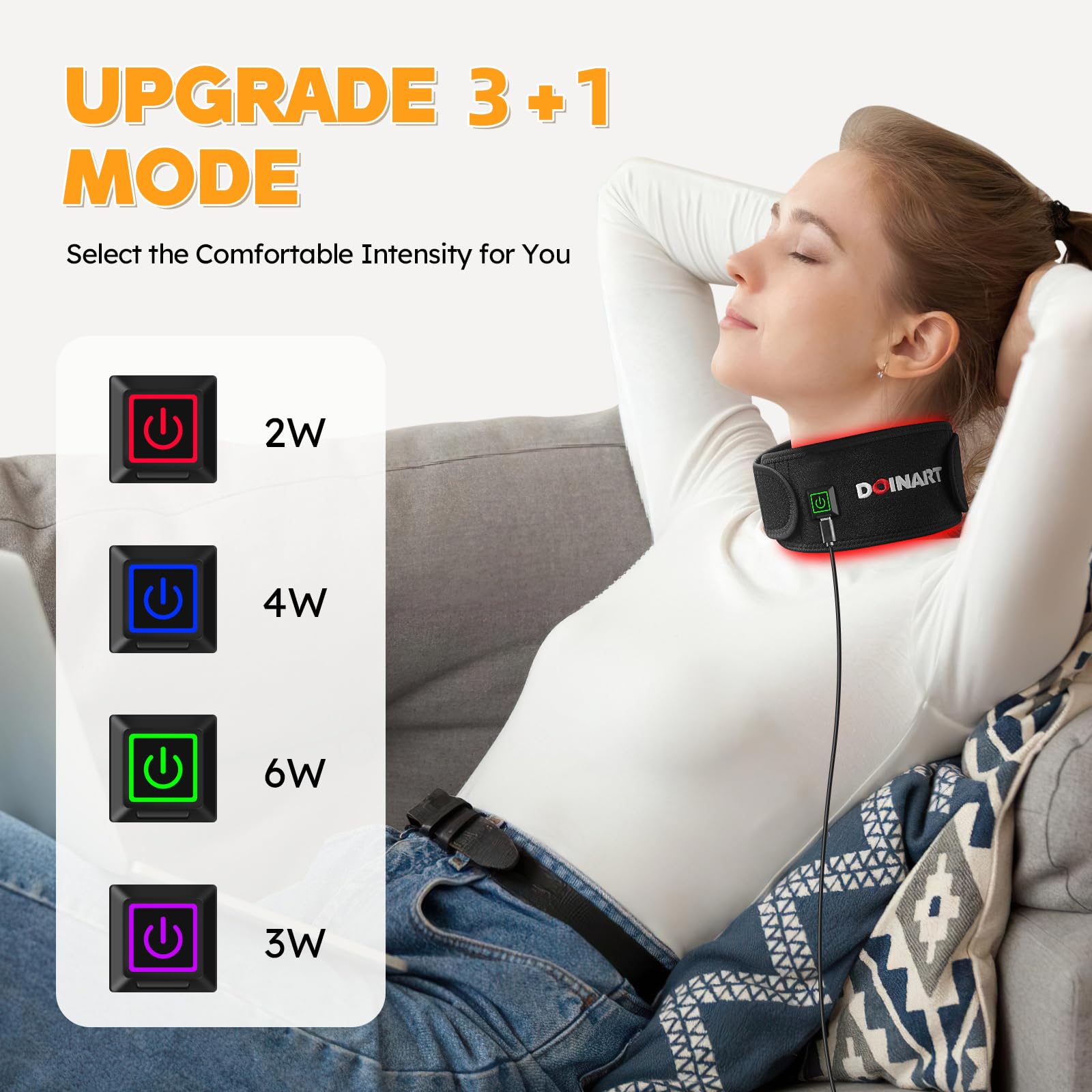 Doinart Red Light Therapy Belt for Neck, Portable Near Infrared Light Therapy for Face Doinart