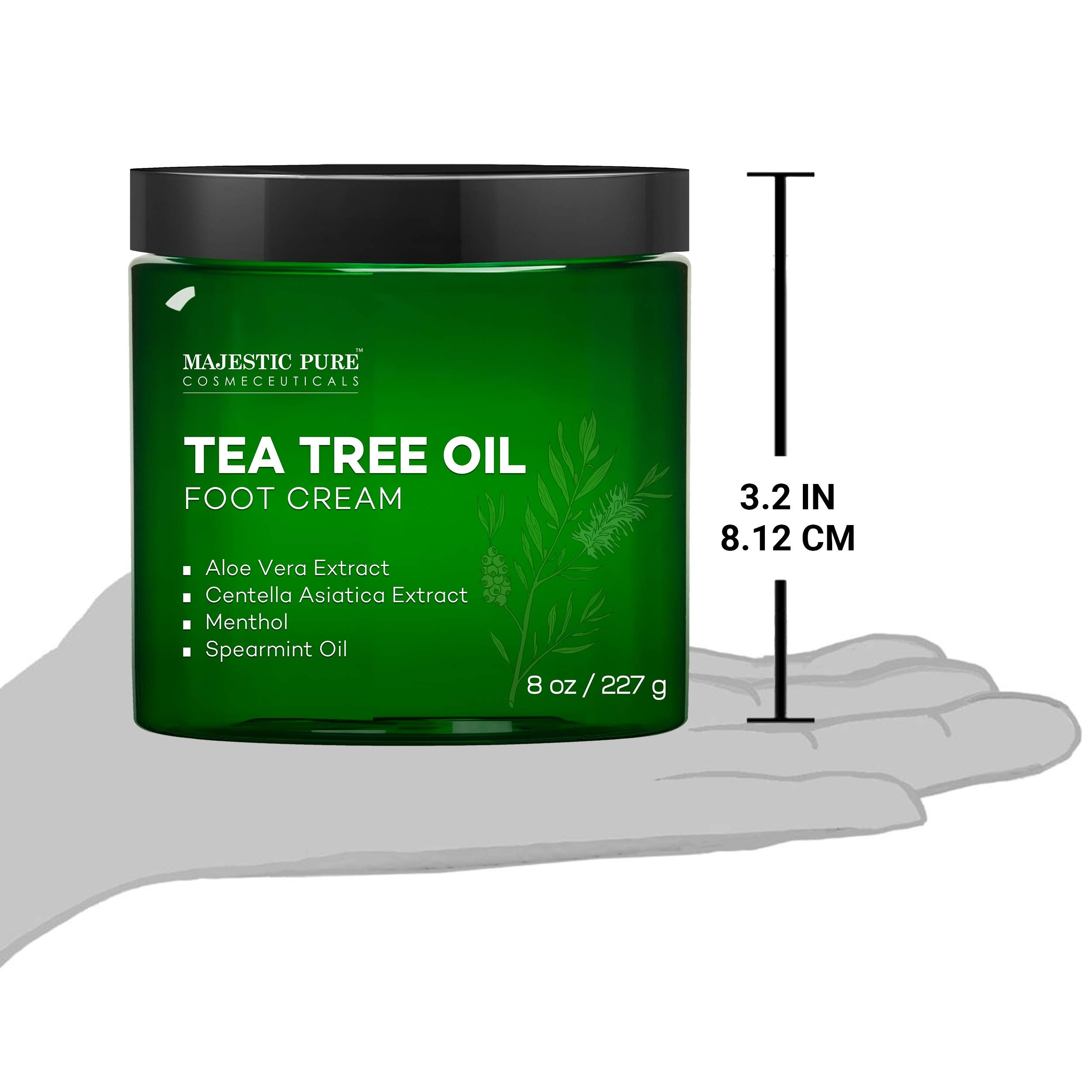MAJESTIC PURE Athletes Foot Cream with Tea Tree Oil, Aloe & Spearmint - Hydrates MAJESTIC PURE