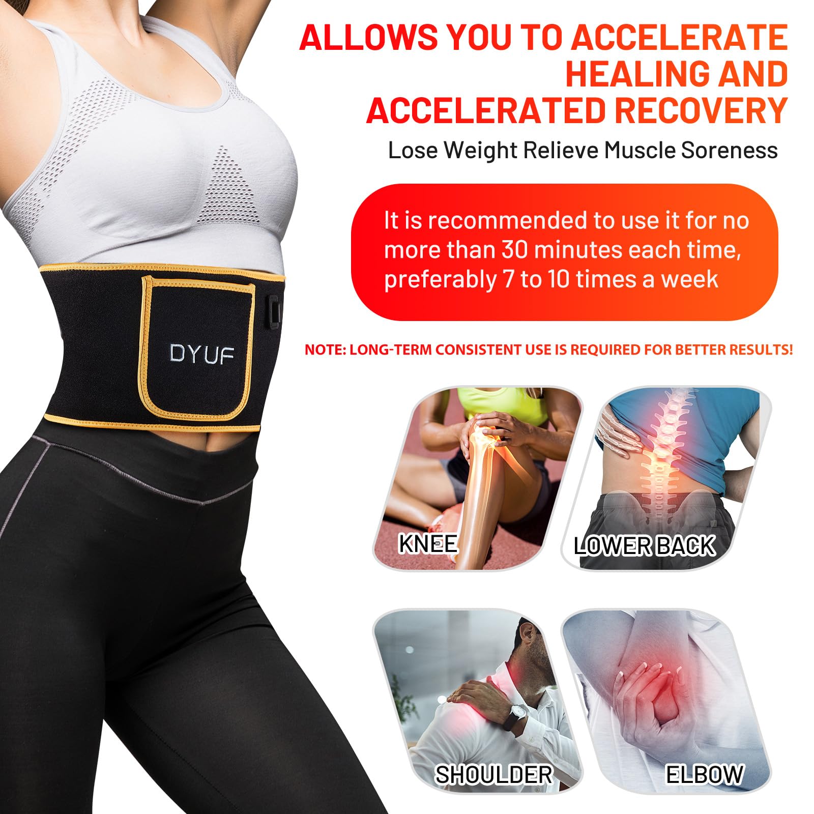 Red Light Therapy Belt DYUF Infrared Light Therapy : Muscle Recovery, Pain Relief, and Healing Device DYUF